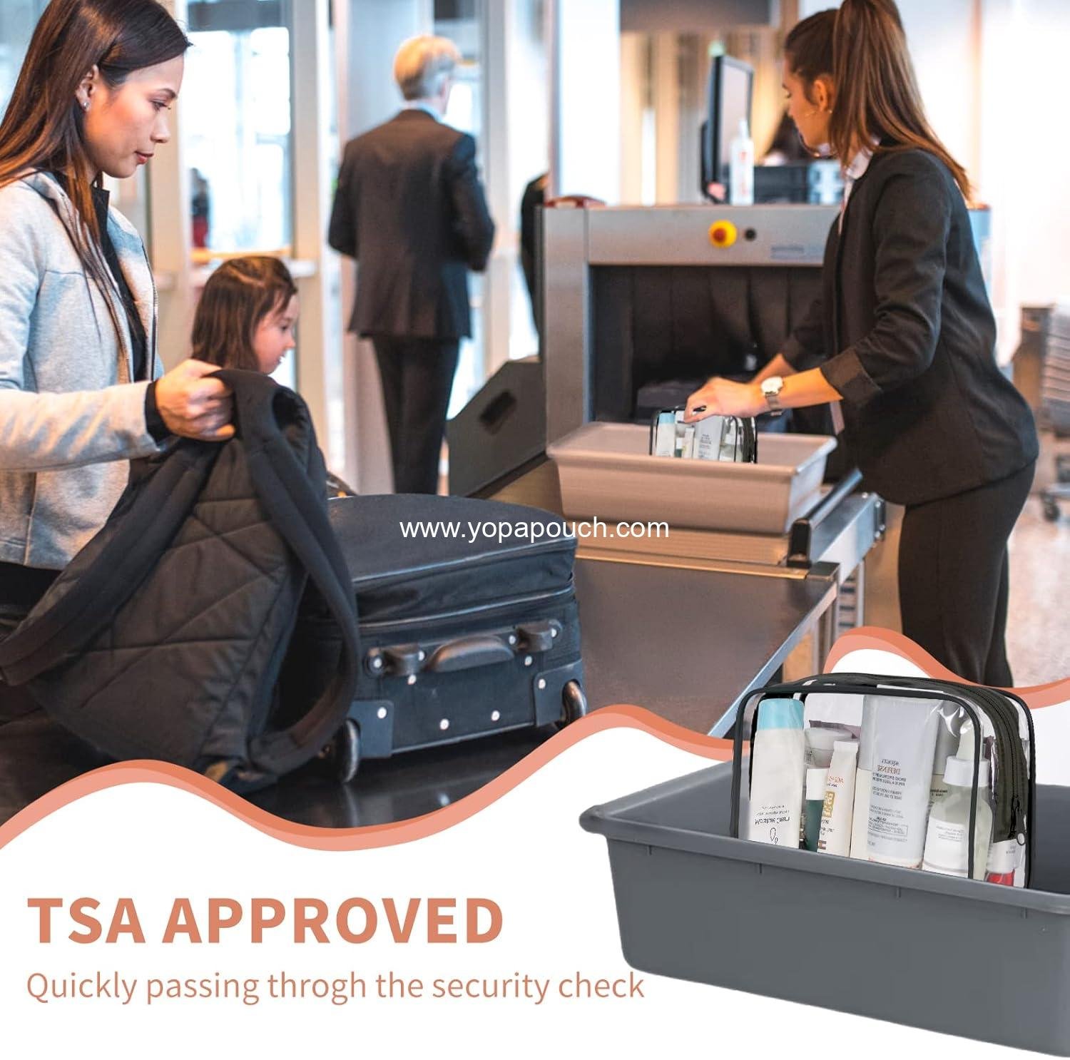 Wholesale 12 PCS Clear Makeup Bags with Zipper, TSA Approved Toiletry Pouches, Cosmetic Bag Set for Travel Organizer Essentials - Black, Medium, Supplier