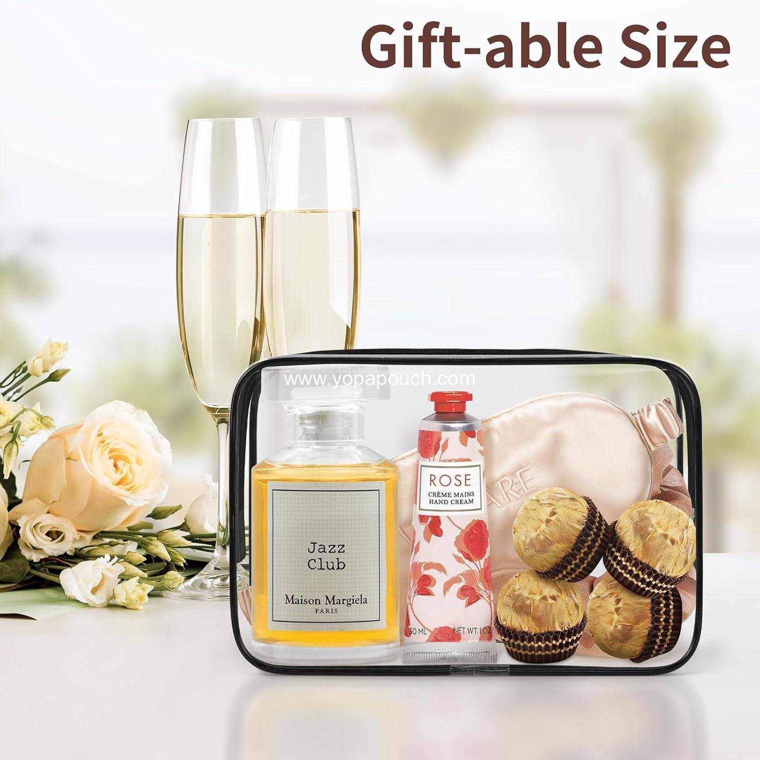 Wholesale 12 PCS Clear Makeup Bags with Zipper, TSA Approved Toiletry Pouches, Cosmetic Bag Set for Travel Organizer Essentials - Black, Medium, Supplier