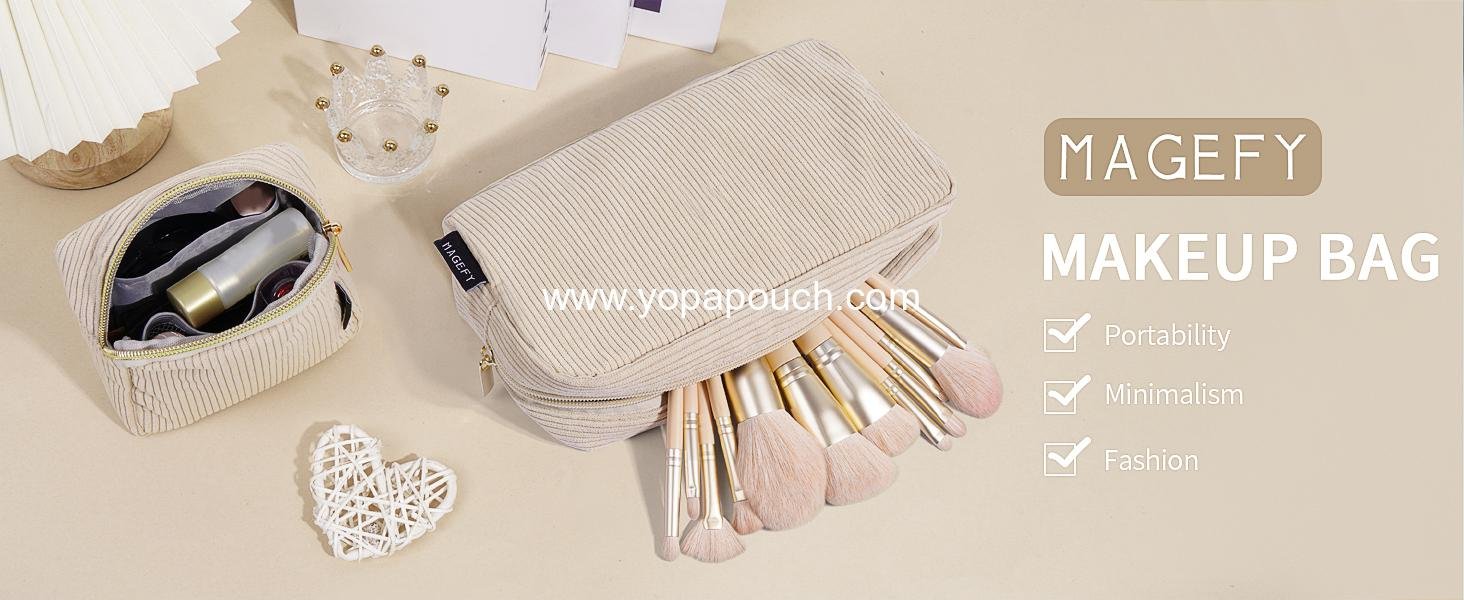 Wholesale Mini Cosmetics Bag - Cute Corduroy Makeup Pouch for Women with Slip-in Pockets - 7 x 5 inches - Manufacturer