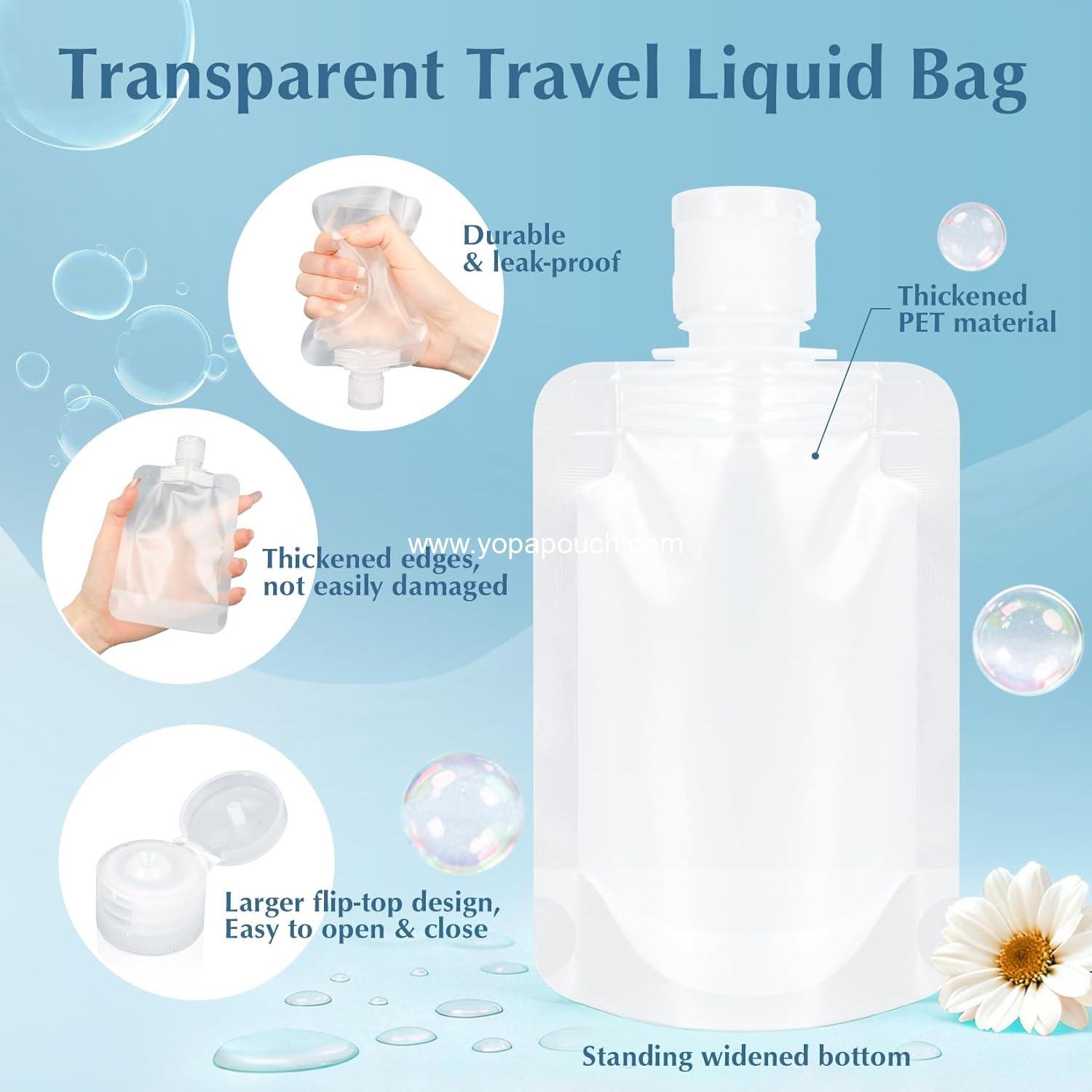 Wholesale 17-Pack Travel Pouches for Toiletries - Leak Proof Portable Liquid Pouch, Stand Up Refillable Travel Pouches for Shampoo, Lotion, Body Wash, Mouthwash - 30/50/100ml Supplier