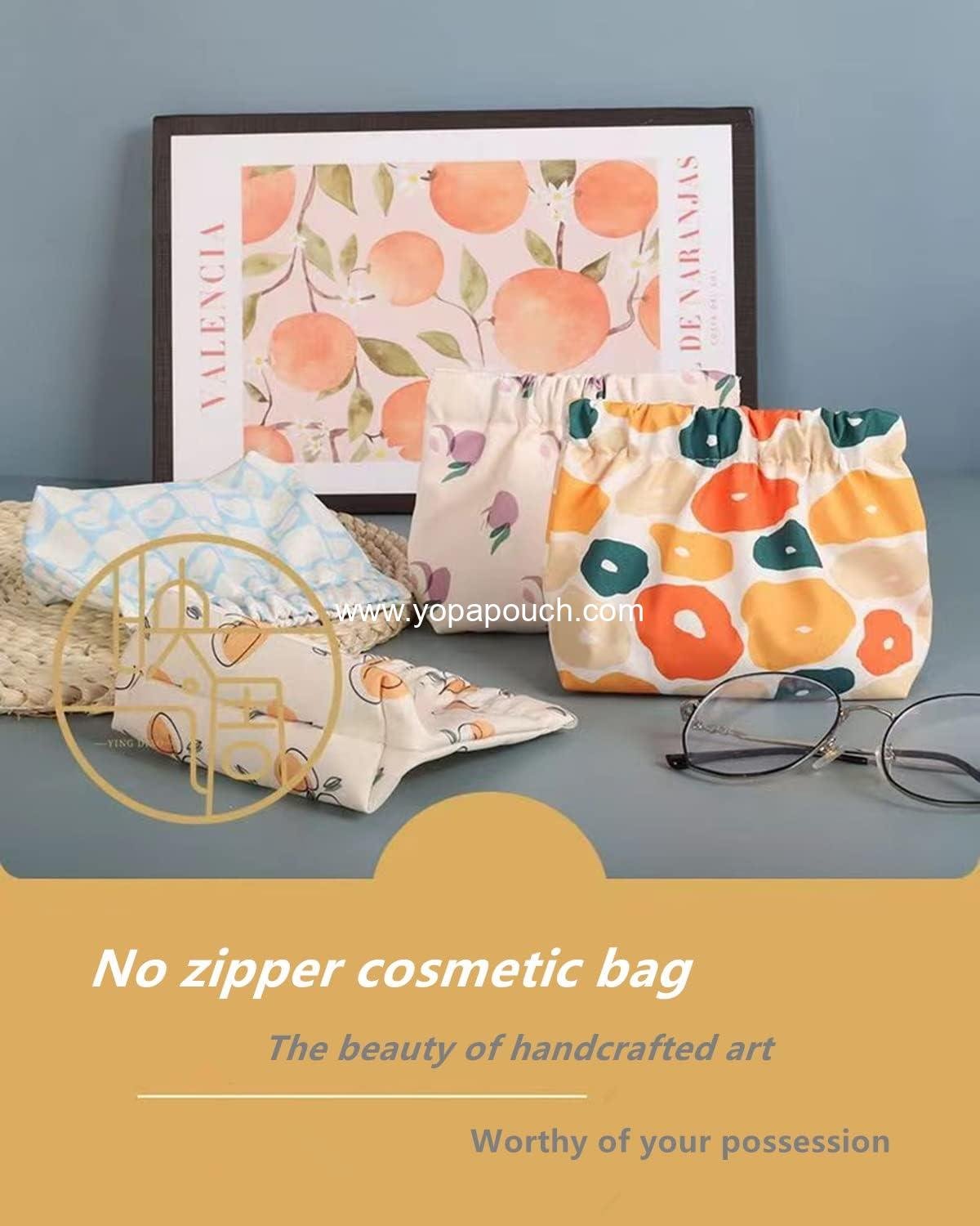 Wholesale No Zipper Mini Makeup Bags - 3pcs Portable Self-Closing Organizers for Cosmetics, Headphones, and Jewelry - Factory