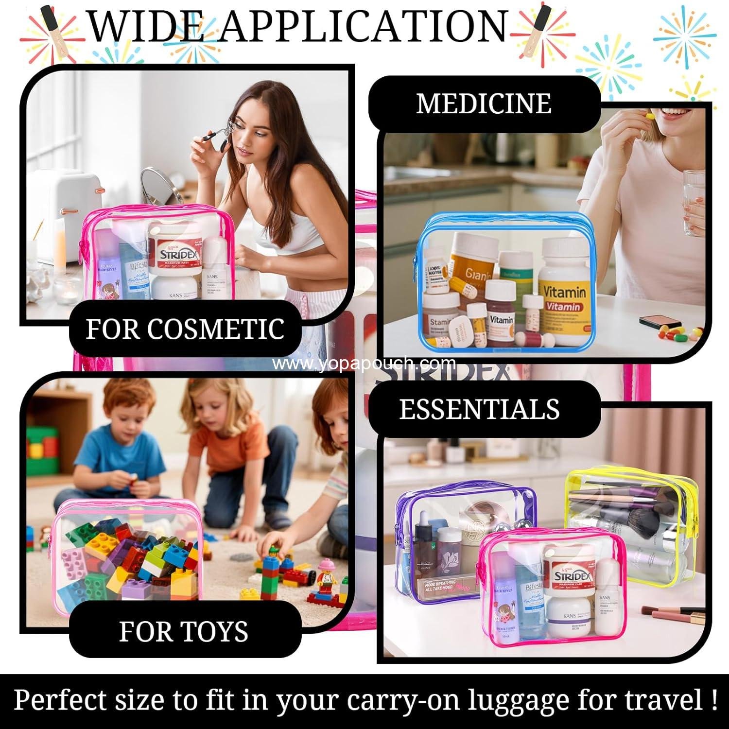 Wholesale 6 PCS Clear Makeup Bags TSA Approved Toiletry Bags Travel PVC Waterproof Cosmetic Pouch with Zipper for Men and Women Carry-on Essentials Supplier