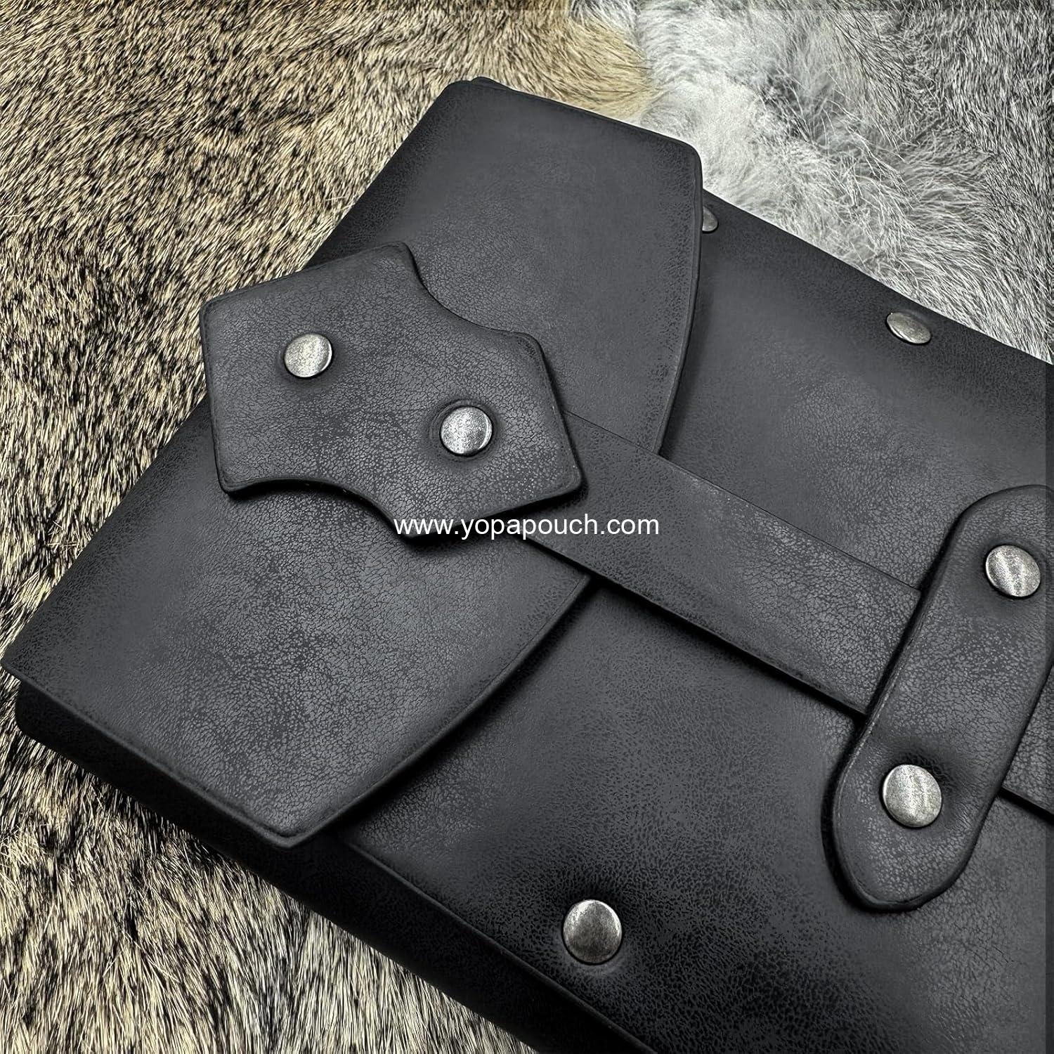 Wholesale 2 Pieces Medieval Faux Leather Studded Belt Pouch Retro Renaissance Waist Bag Side Pack for LARP, OEM Supplier