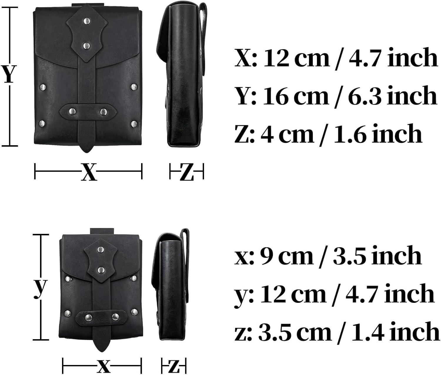 Wholesale 2 Pieces Medieval Faux Leather Studded Belt Pouch Retro Renaissance Waist Bag Side Pack for LARP, OEM Supplier