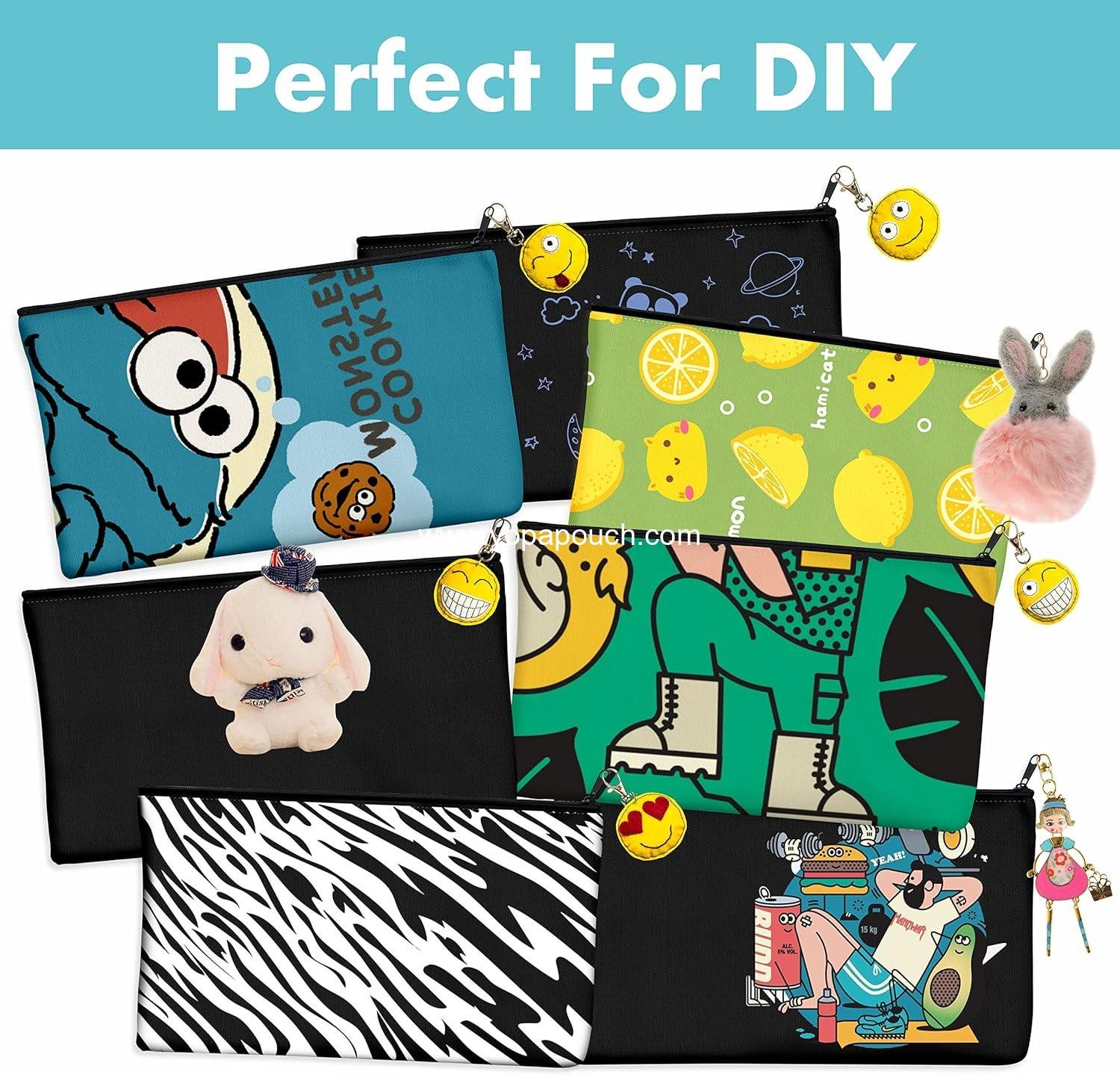 Wholesale 8 Pack Canvas Pencil Pouch, DIY Craft Zipper Bags, Blank Makeup and Multifunctional Pouches, Pencil Case for Cosmetic, Toiletry, and Stationery (8.3” x 4.7”) - Supplier Wholesale 8 Pack Canvas Pencil Pouch, DIY Craft Zipper Bags, Blank Makeup and Multifunctional Pouches, Pencil Case for Cosmetic, Toiletry, and Stationery (8.3” x 4.7”) - Supplier