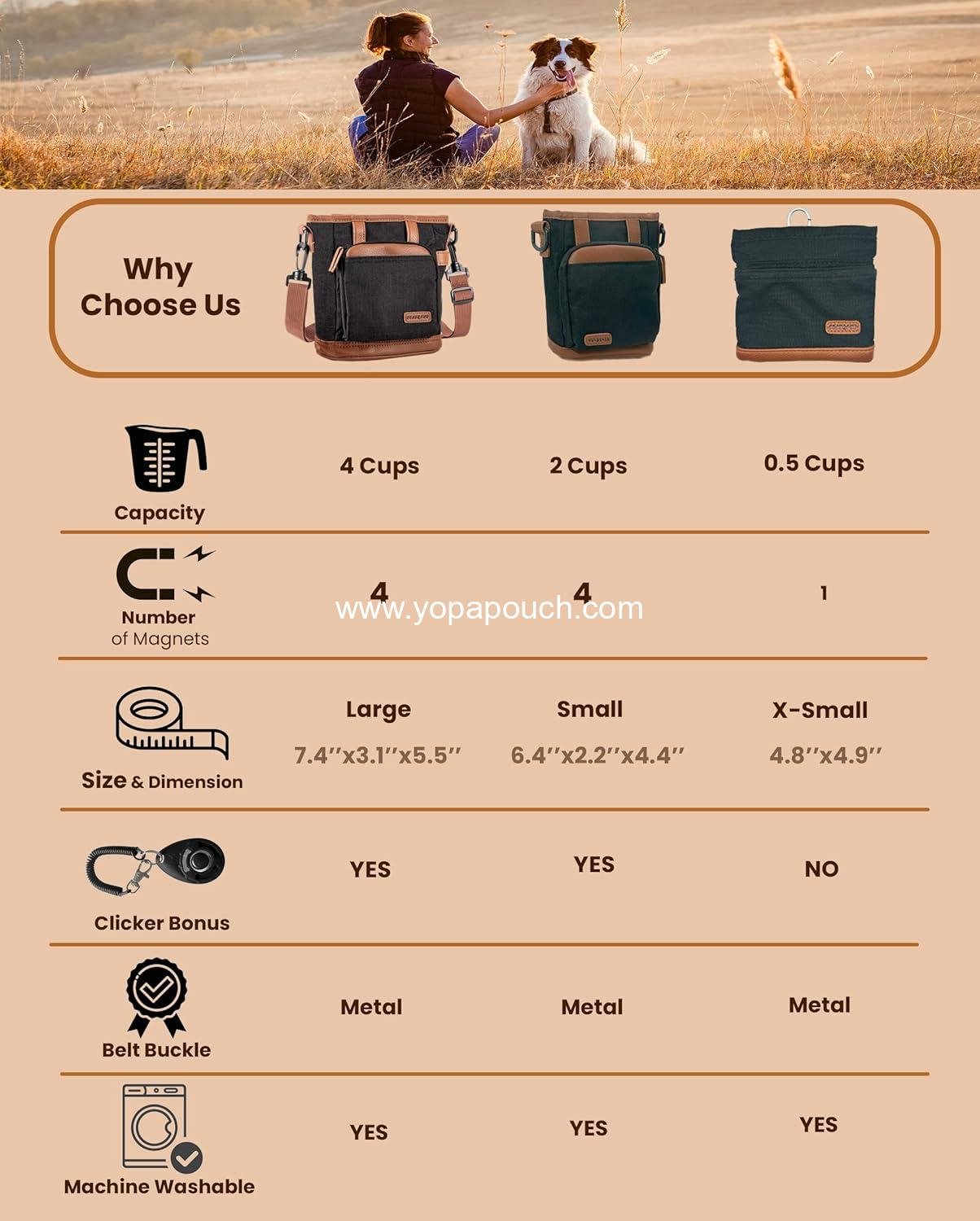 Wholesale Large Dog Treat Pouch with Clicker for Training – 4-Cup Capacity, Built-In Poop Bag Dispenser, Expandable Pocket, Metal Buckle, Large Back Pocket, Perfect for Walks and Training – Black Manufacturer