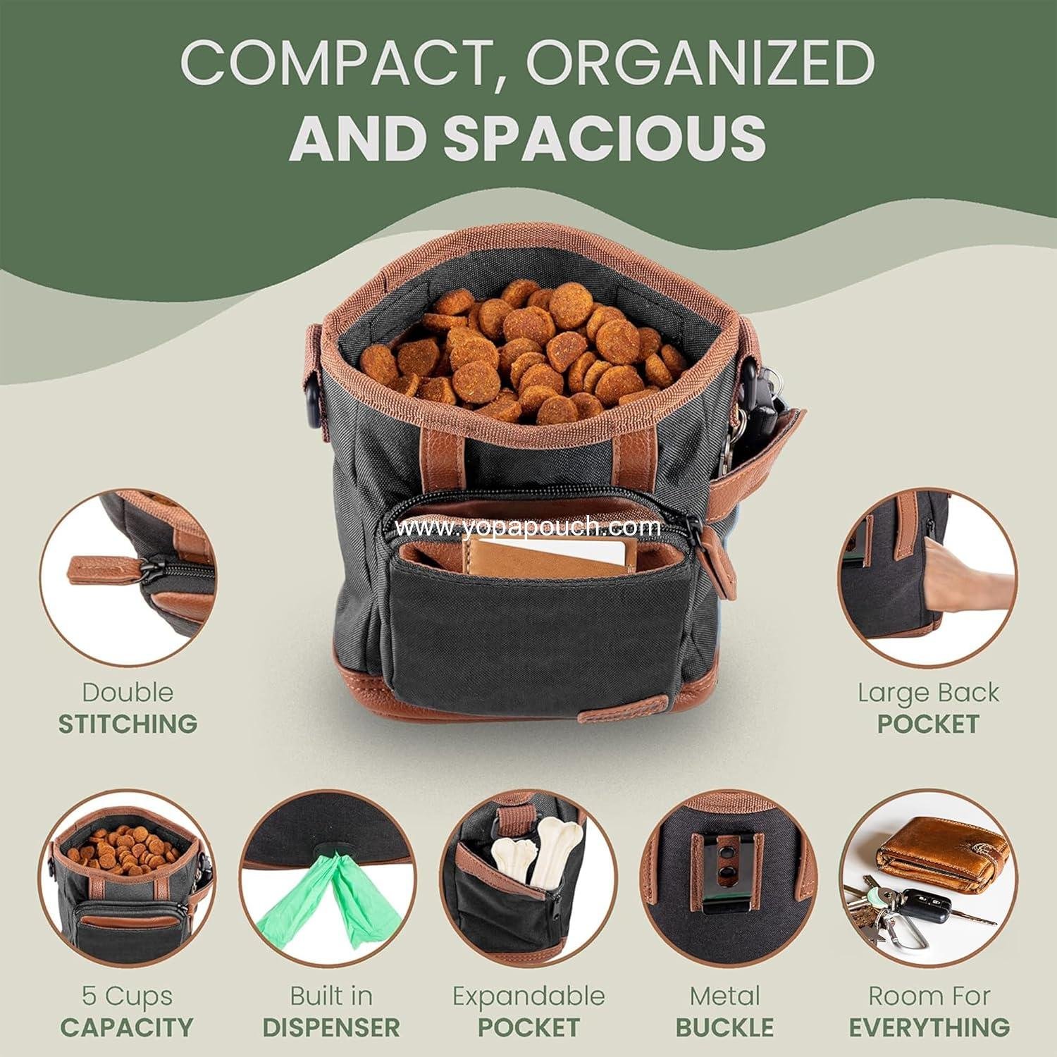 Wholesale Large Dog Treat Pouch with Clicker for Training – 4-Cup Capacity, Built-In Poop Bag Dispenser, Expandable Pocket, Metal Buckle, Large Back Pocket, Perfect for Walks and Training – Black Manufacturer