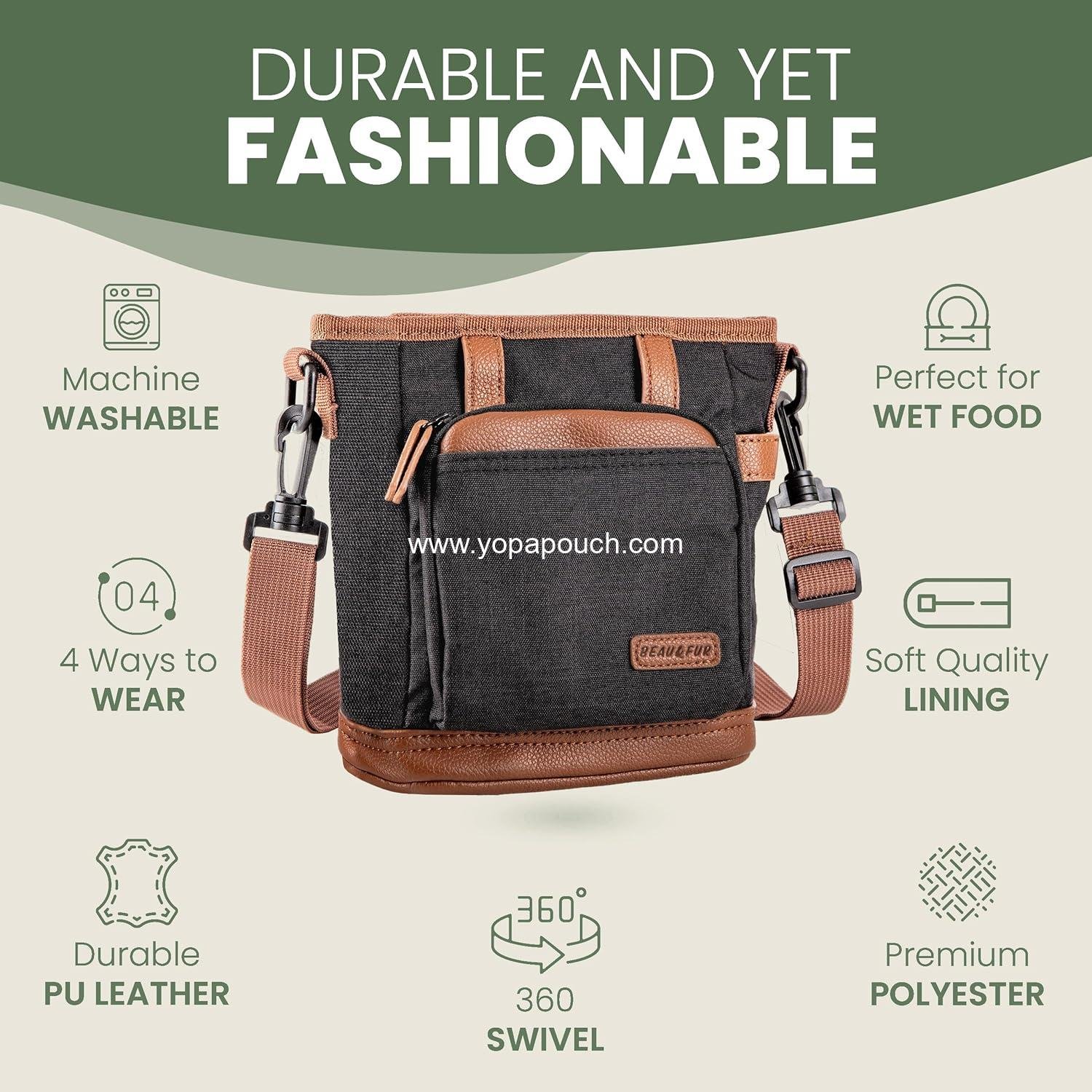 Wholesale Large Dog Treat Pouch with Clicker for Training – 4-Cup Capacity, Built-In Poop Bag Dispenser, Expandable Pocket, Metal Buckle, Large Back Pocket, Perfect for Walks and Training – Black Manufacturer