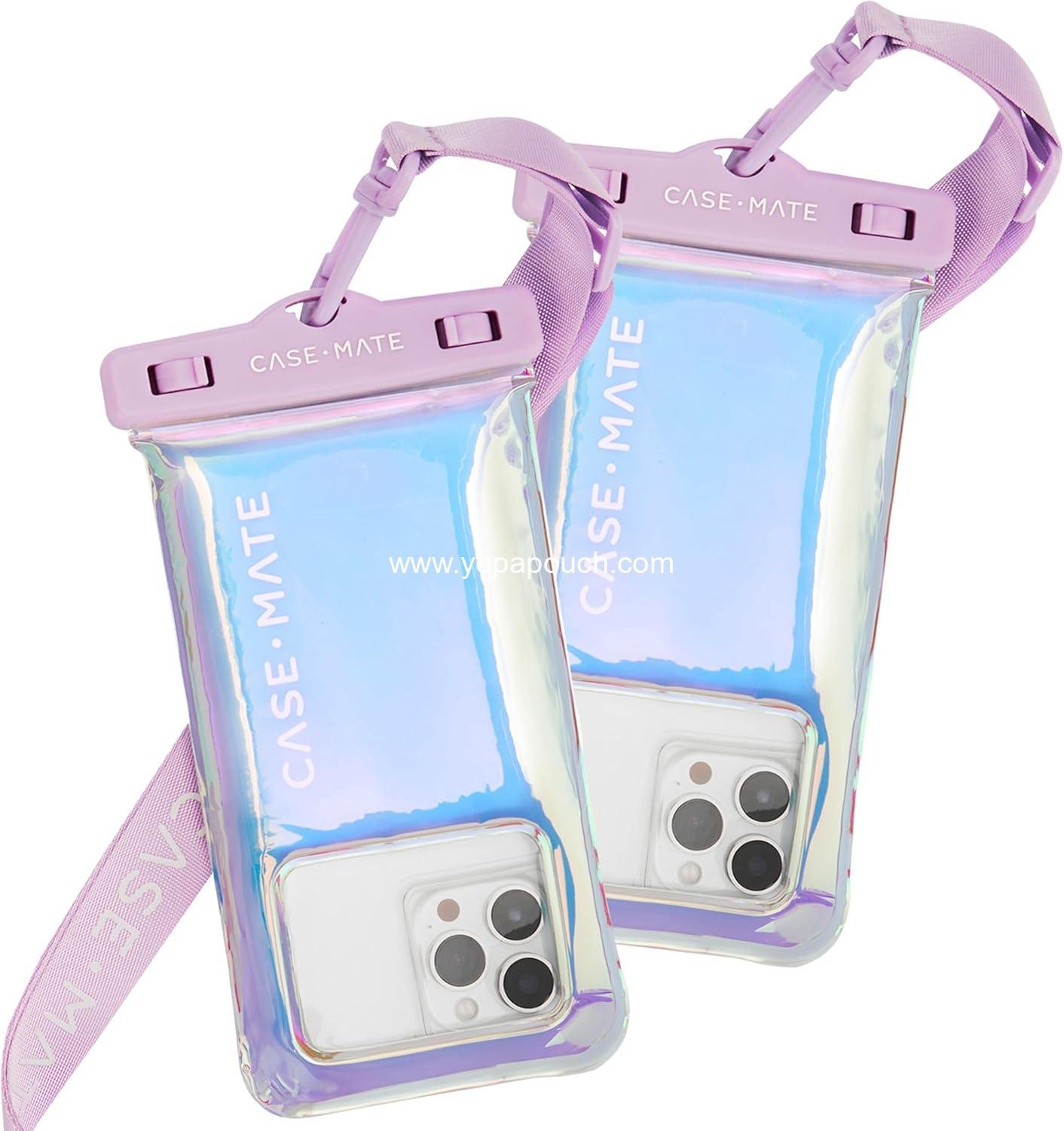 Case-Mate 2 Pack Soap Bubble IP68 Waterproof Phone Pouch - Floating Waterproof Phone Case w/Crossbody Lanyard - Compatible w/All Devices, Touchscreen Friendly - Iridescent