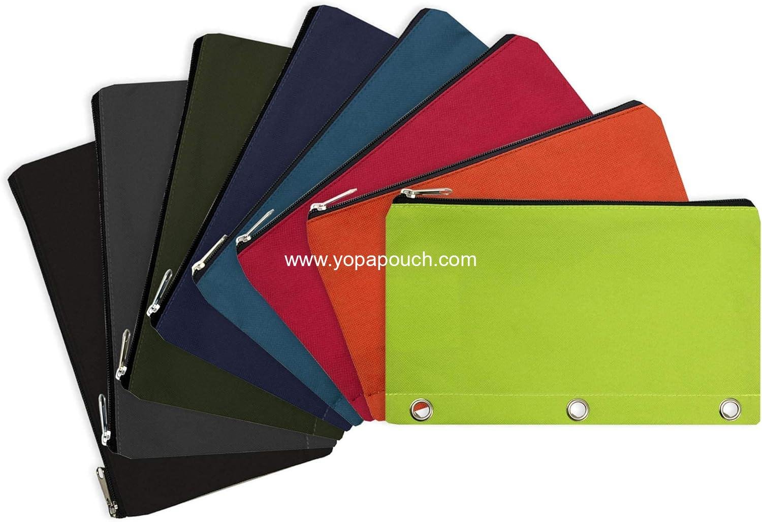 Wholesale 24 Pencil Pouches for 3 Ring Binder, Bulk Zipper Pencil Bags, Large Bundle for School and Office, Available in 8 Colors, Factory