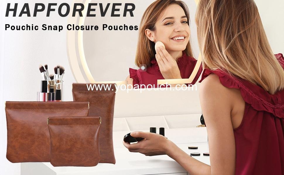 Wholesale Mini Cosmetic Bags Set - 3PCS PU Leather Makeup Pouches with Snap Closure for Travel, Coin Organizer, Brown, Three Sizes - Supplier Wholesale Mini Cosmetic Bags Set - 3PCS PU Leather Makeup Pouches with Snap Closure for Travel, Coin Organizer, Brown, Three Sizes - Supplier