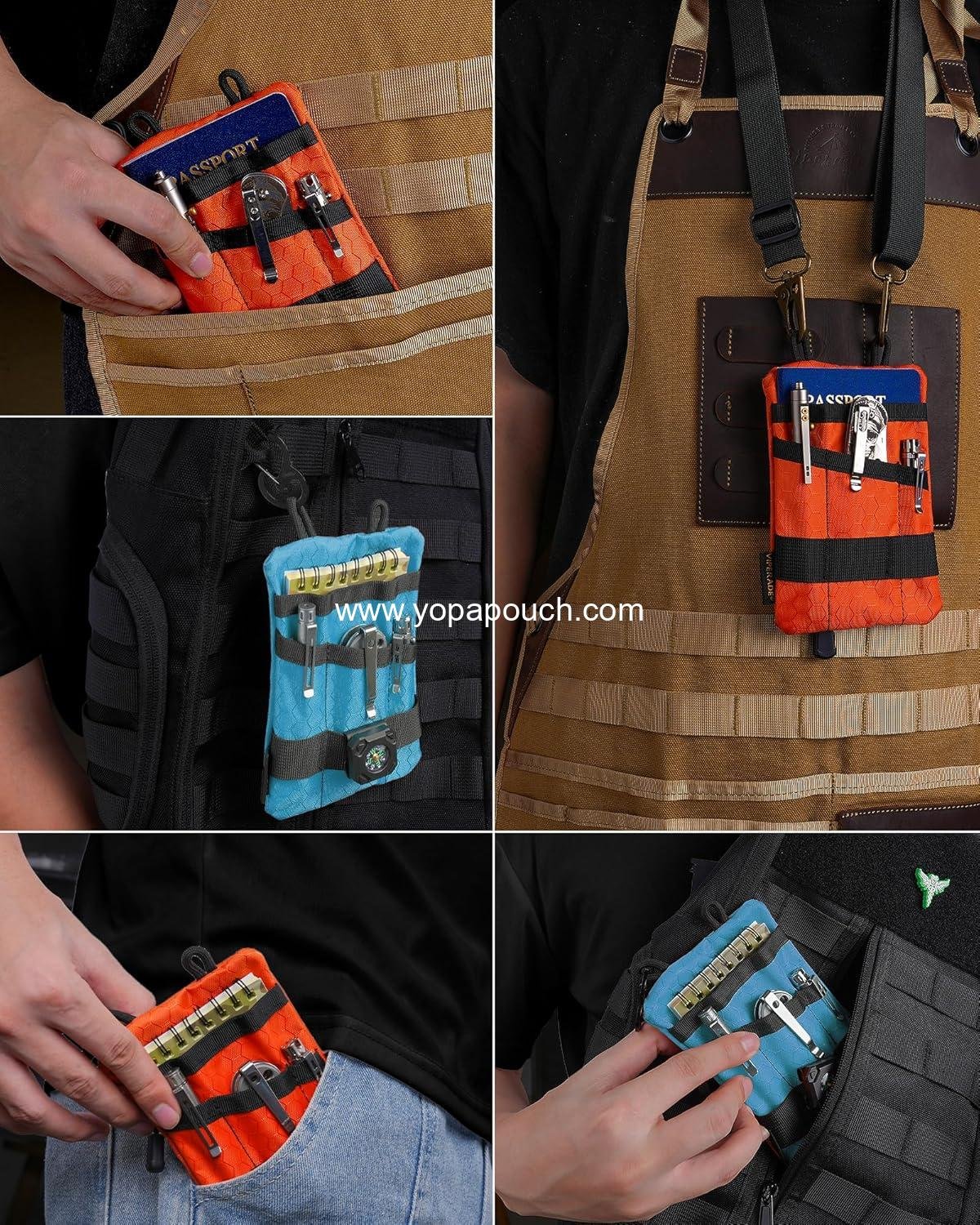 Wholesale EDC Pocket Organizer for Men - Tool Pouch with 5 Storage Compartments for Flashlight, Pocket Knife, Tactical Pen, EDC Gear (Orange) Manufacturer