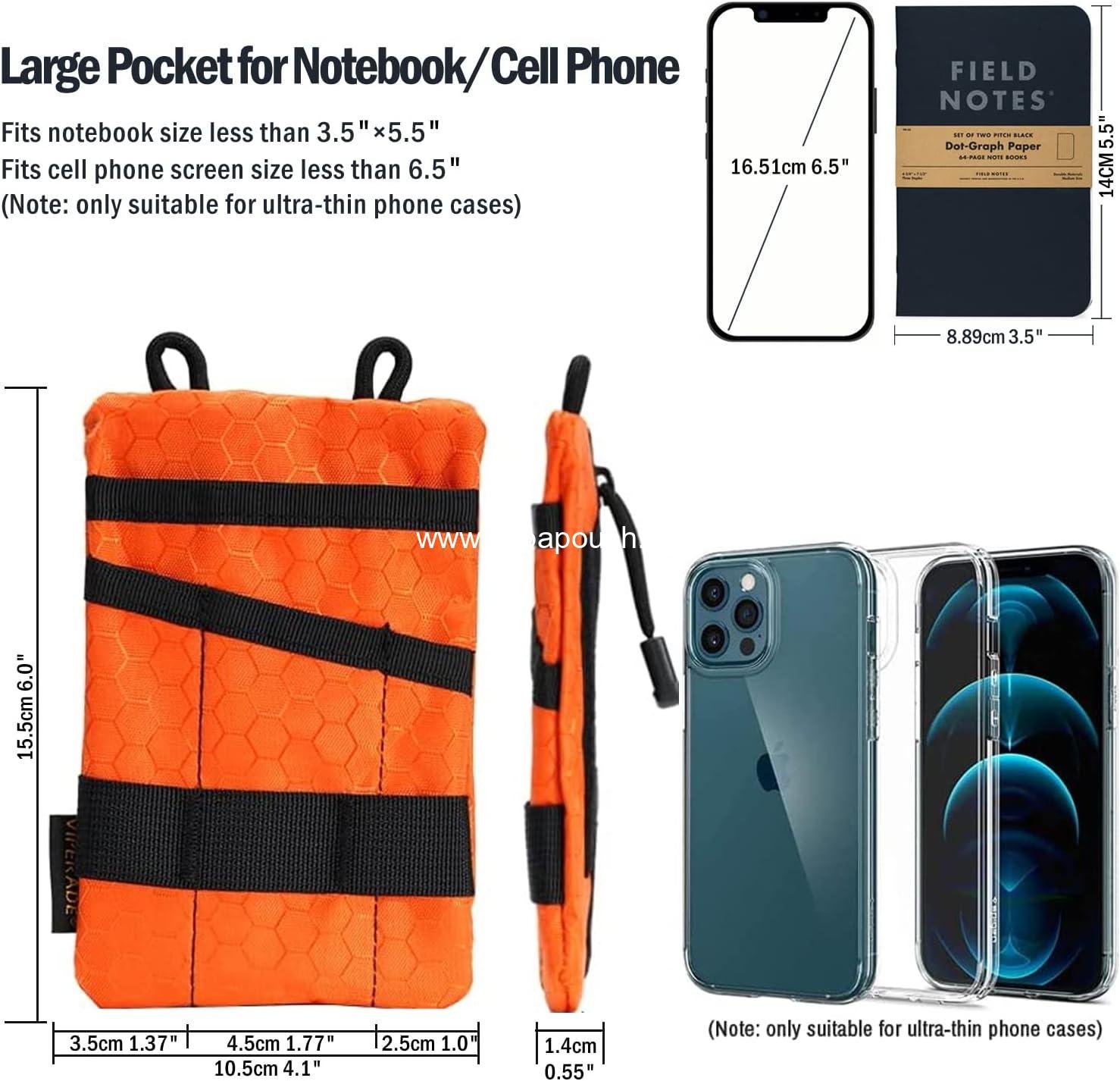 Wholesale EDC Pocket Organizer for Men - Tool Pouch with 5 Storage Compartments for Flashlight, Pocket Knife, Tactical Pen, EDC Gear (Orange) Manufacturer