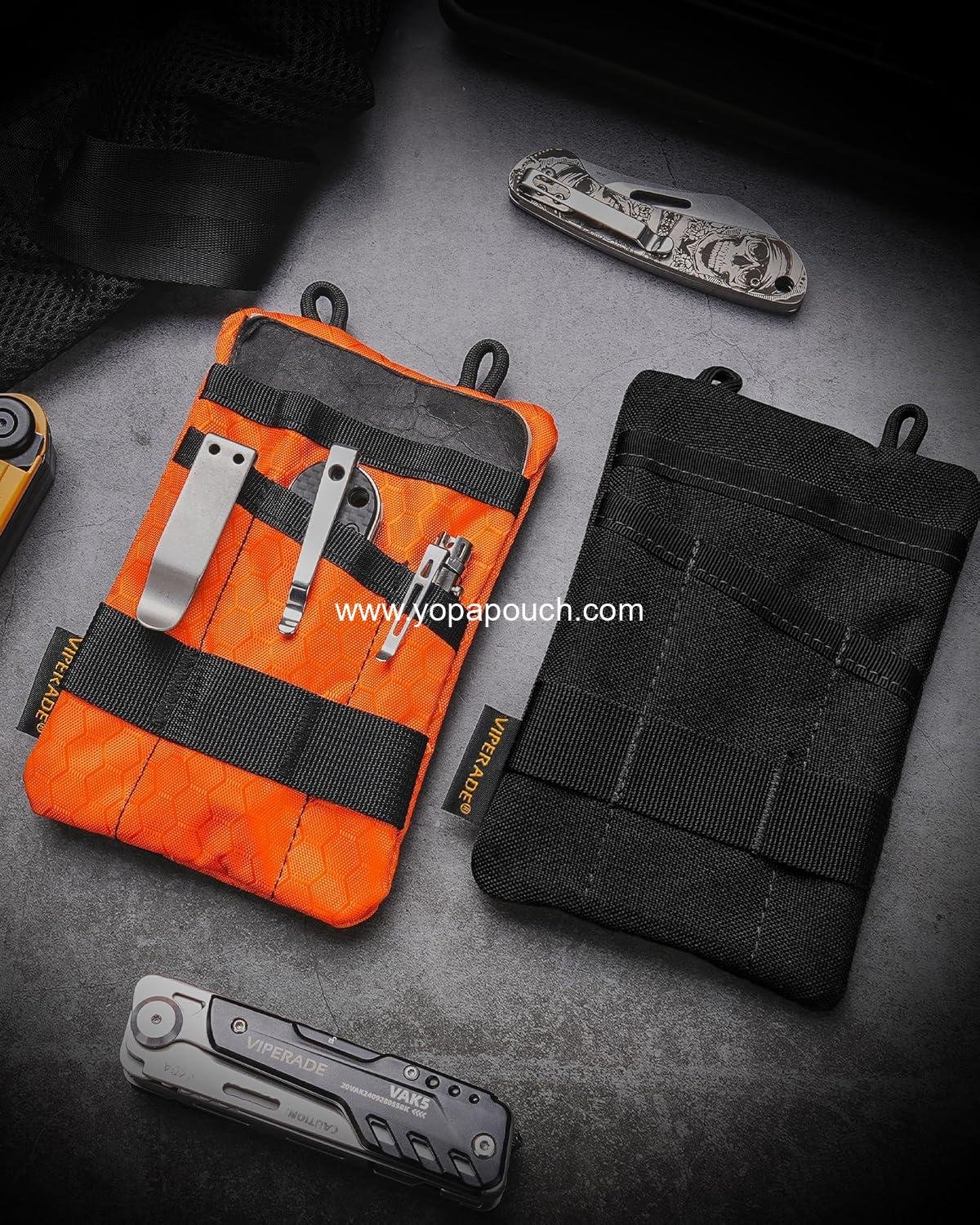 Wholesale EDC Pocket Organizer for Men - Tool Pouch with 5 Storage Compartments for Flashlight, Pocket Knife, Tactical Pen, EDC Gear (Orange) Manufacturer