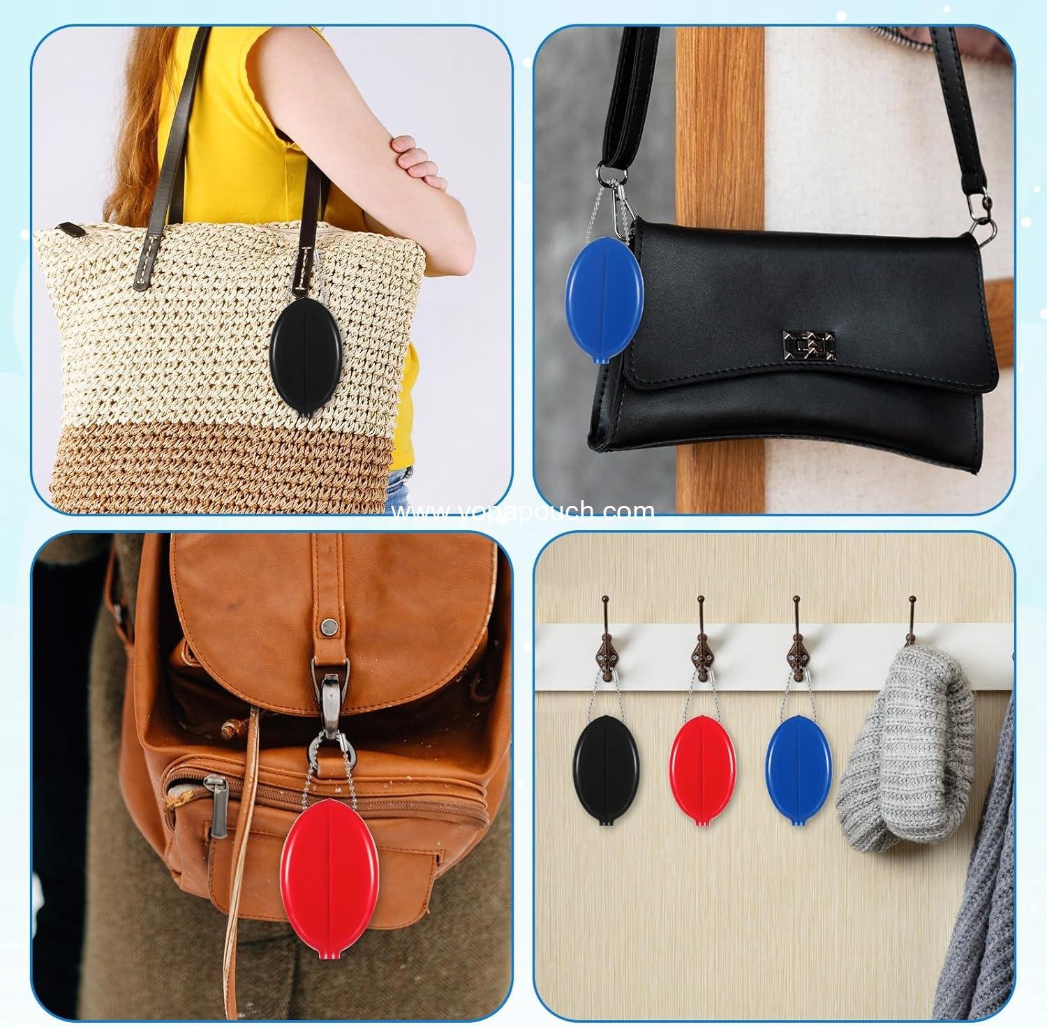 OEM 3 Pcs Oval Squeeze Coin Purse - Portable 2x3 Inch Rubber Coin Purse with Chain for Men and Women - Ideal for Travel (3 Colors) Supplier