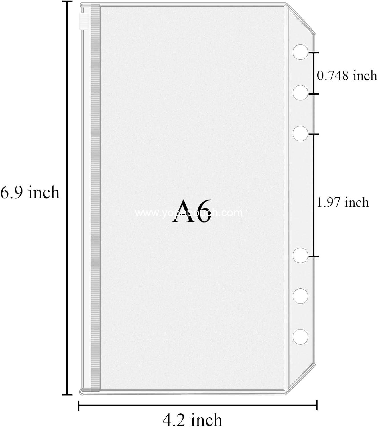 Wholesale 12pcs A6 Binder Pockets 6 Holes Budget Cash Envelopes for Budgeting Clear Zipper Folders Loose Leaf Bags for A6 6-Ring Budget Binder Waterproof PVC Document Pouch Filing Bags Supplier