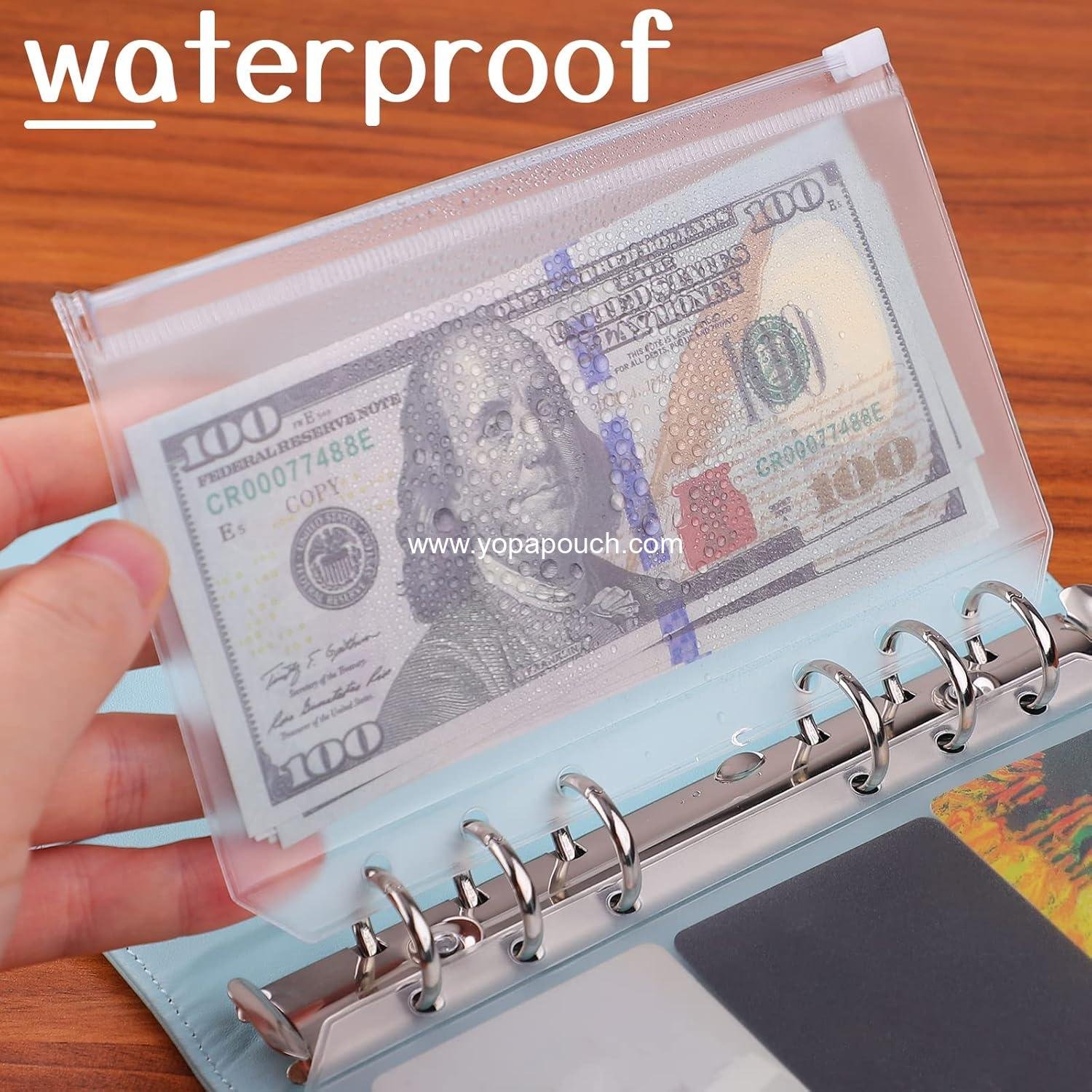 Wholesale 12pcs A6 Binder Pockets 6 Holes Budget Cash Envelopes for Budgeting Clear Zipper Folders Loose Leaf Bags for A6 6-Ring Budget Binder Waterproof PVC Document Pouch Filing Bags Supplier