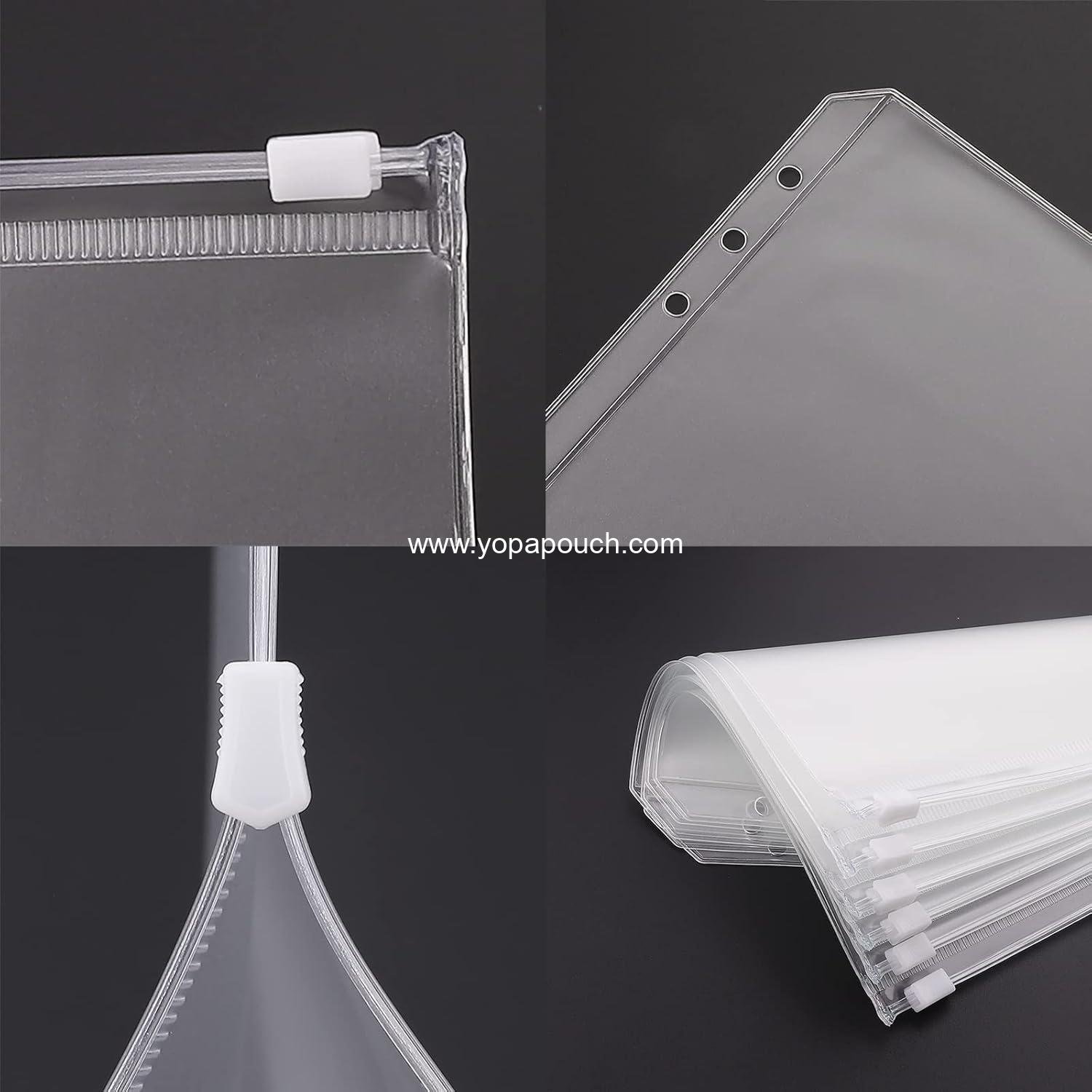 Wholesale 12pcs A6 Binder Pockets 6 Holes Budget Cash Envelopes for Budgeting Clear Zipper Folders Loose Leaf Bags for A6 6-Ring Budget Binder Waterproof PVC Document Pouch Filing Bags Supplier