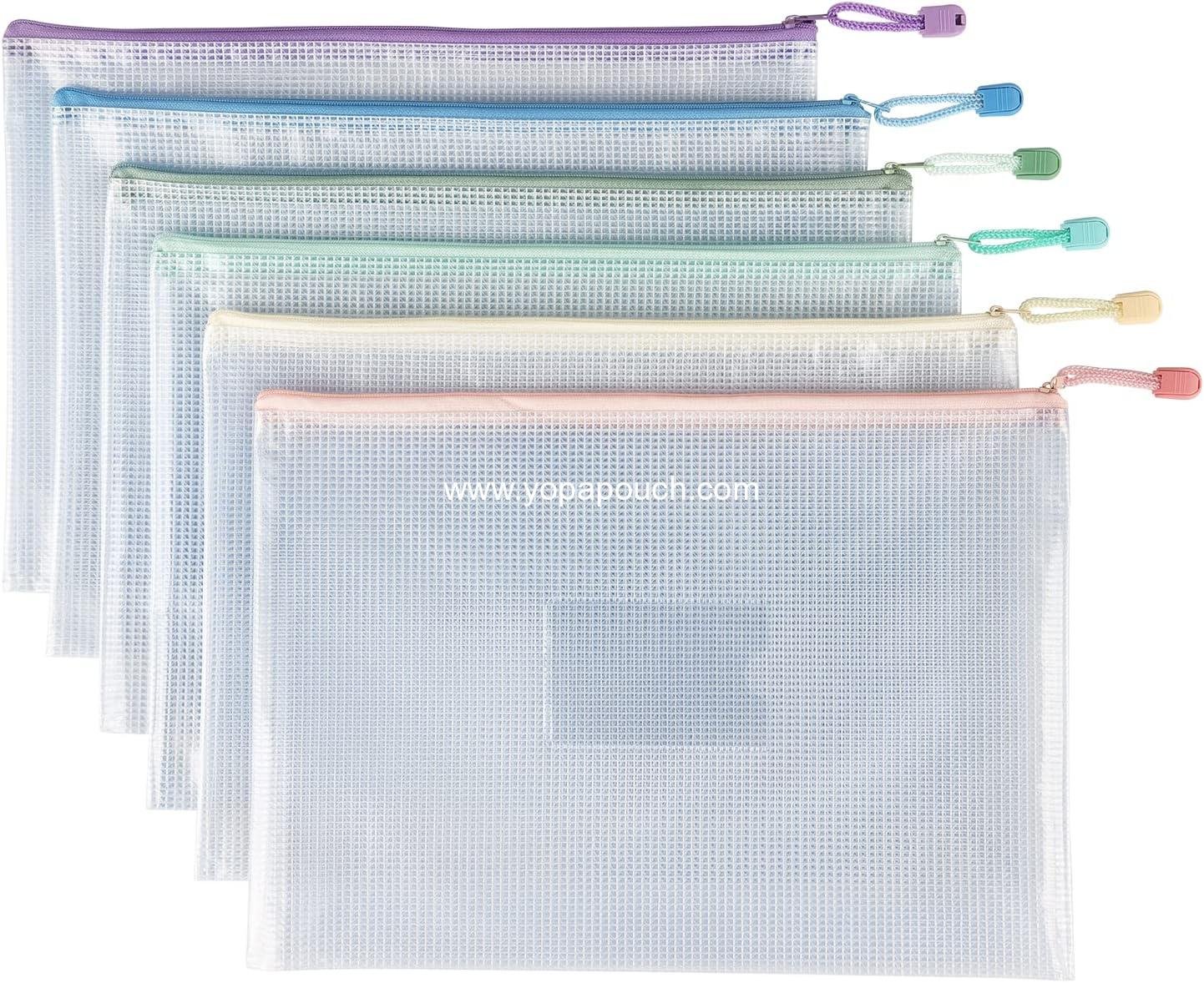 Wholesale 6 Pack Mesh Zipper Pouch with Label Pocket, Waterproof Document Bags for Letter/A4, Durable Pouches for Organization and Board Game Storage - Supplier