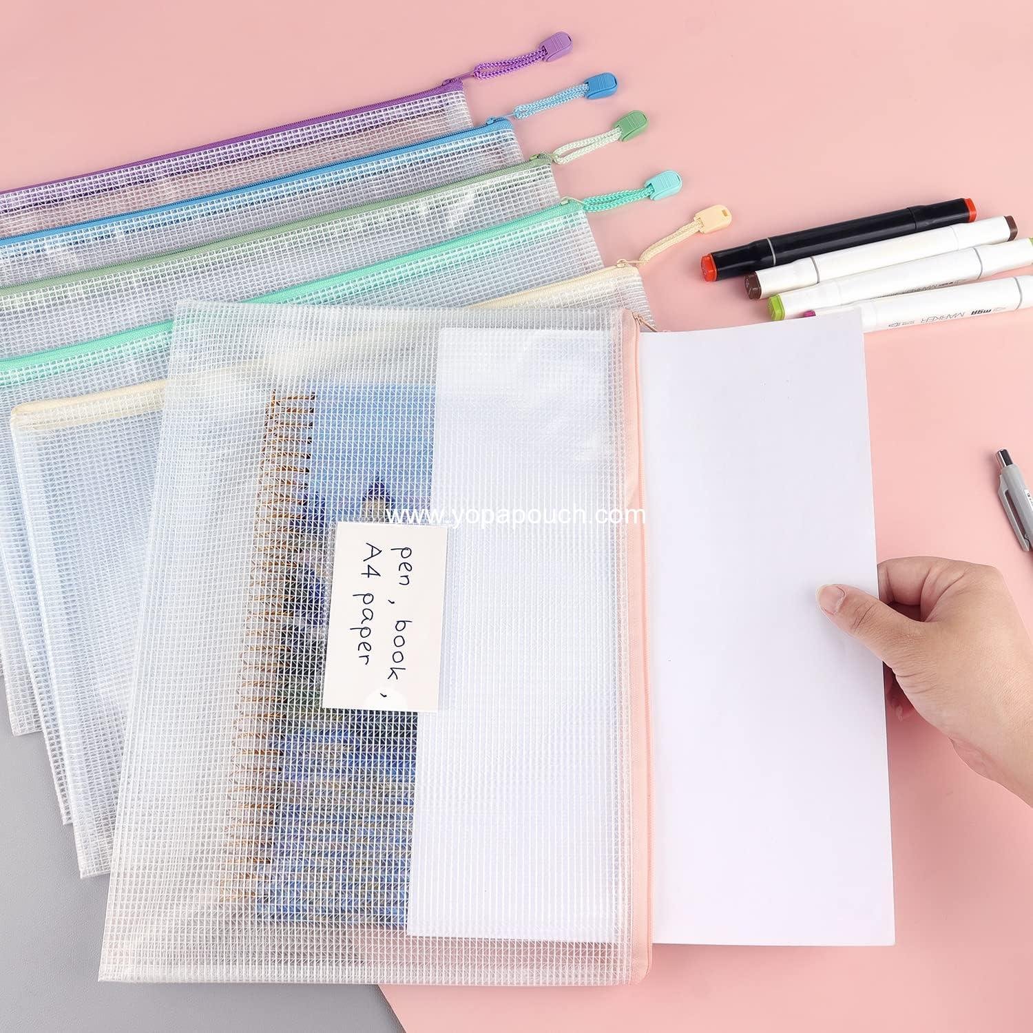 Wholesale 6 Pack Mesh Zipper Pouch with Label Pocket, Waterproof Document Bags for Letter/A4, Durable Pouches for Organization and Board Game Storage - Supplier