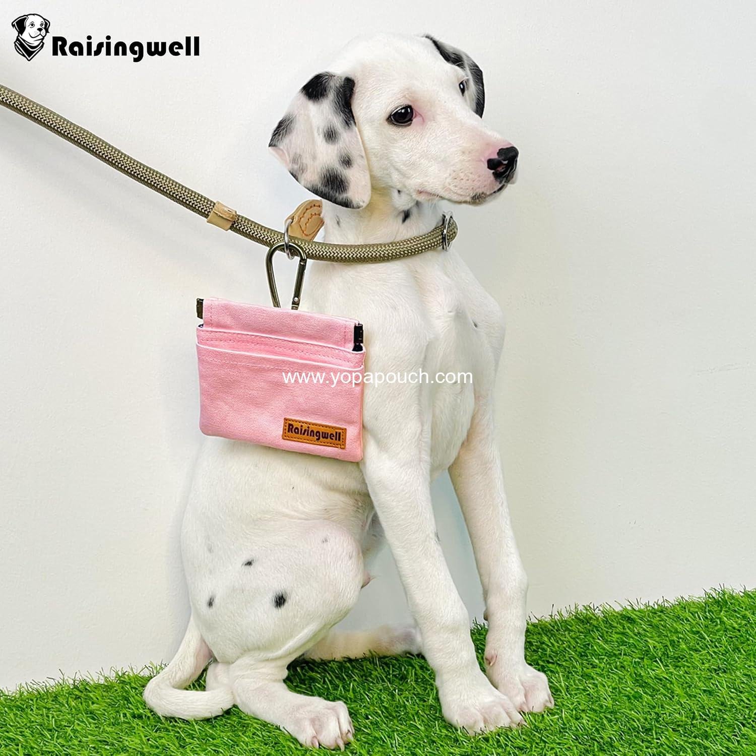 Wholesale Dog Treat Pouch, Pocket-Sized Training Holder, Hands-Free Walking Fanny Bag with Carabiner, Self-Closing Pet Snack Reward for Puppy Travel or Outdoor (Pink) - Manufacturer