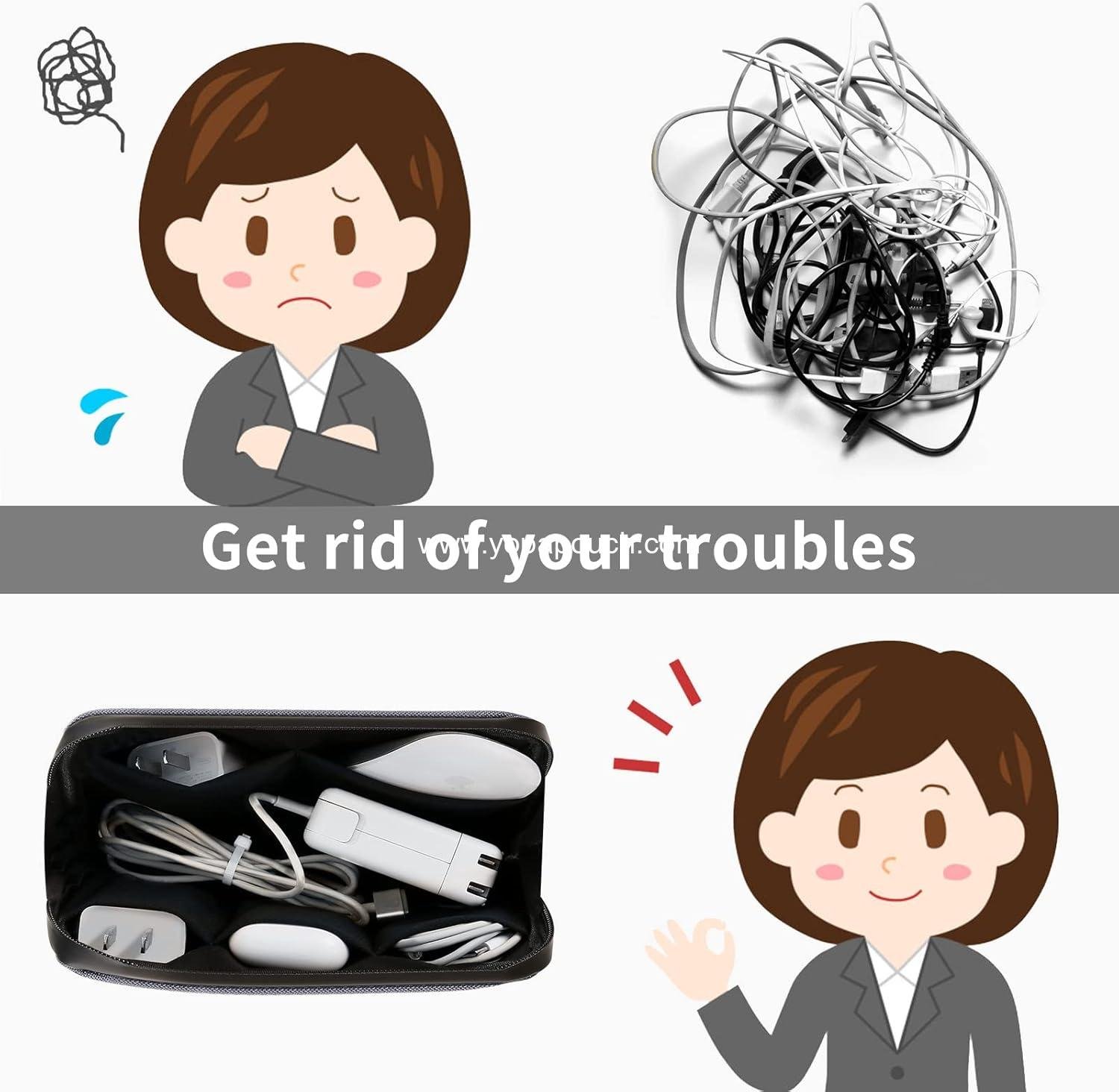 OEM Electronics Organizer Travel Case – Water-resistant Cable Bag for Charger, Hard Disk, Power Bank – Small Tech Storage for Travel and Business Trip (Blue) Supplier