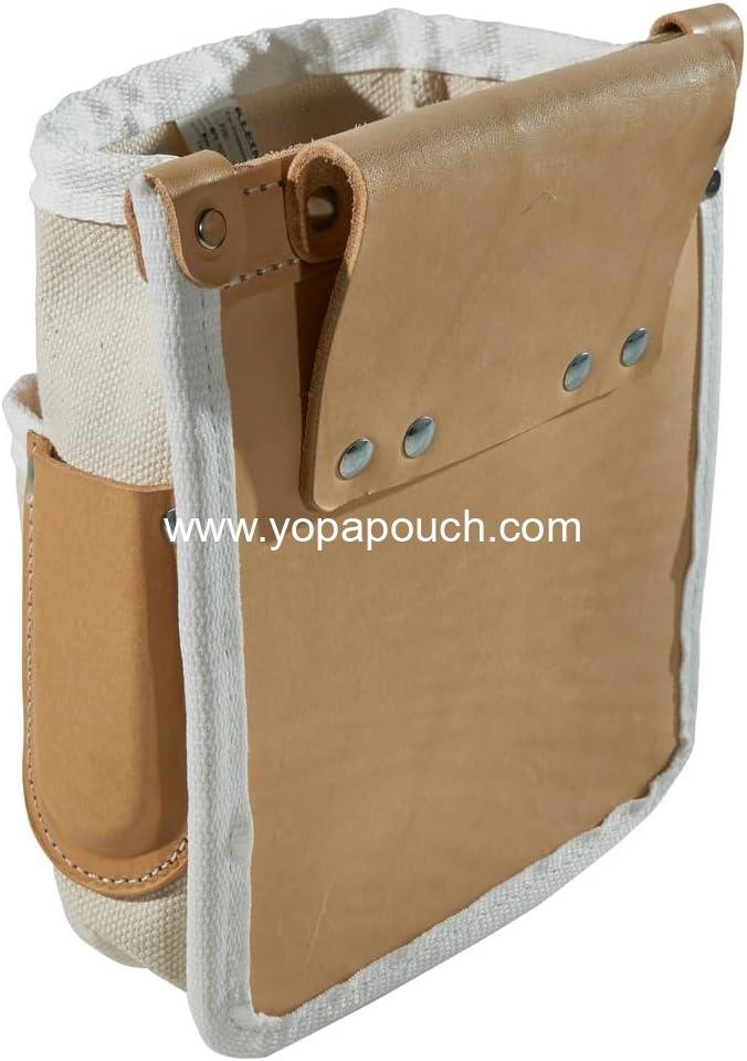 Wholesale 5-Pocket Canvas and Leather Tool Pouch with Chain Tape Thong and Tunnel Belt Connection - Supplier