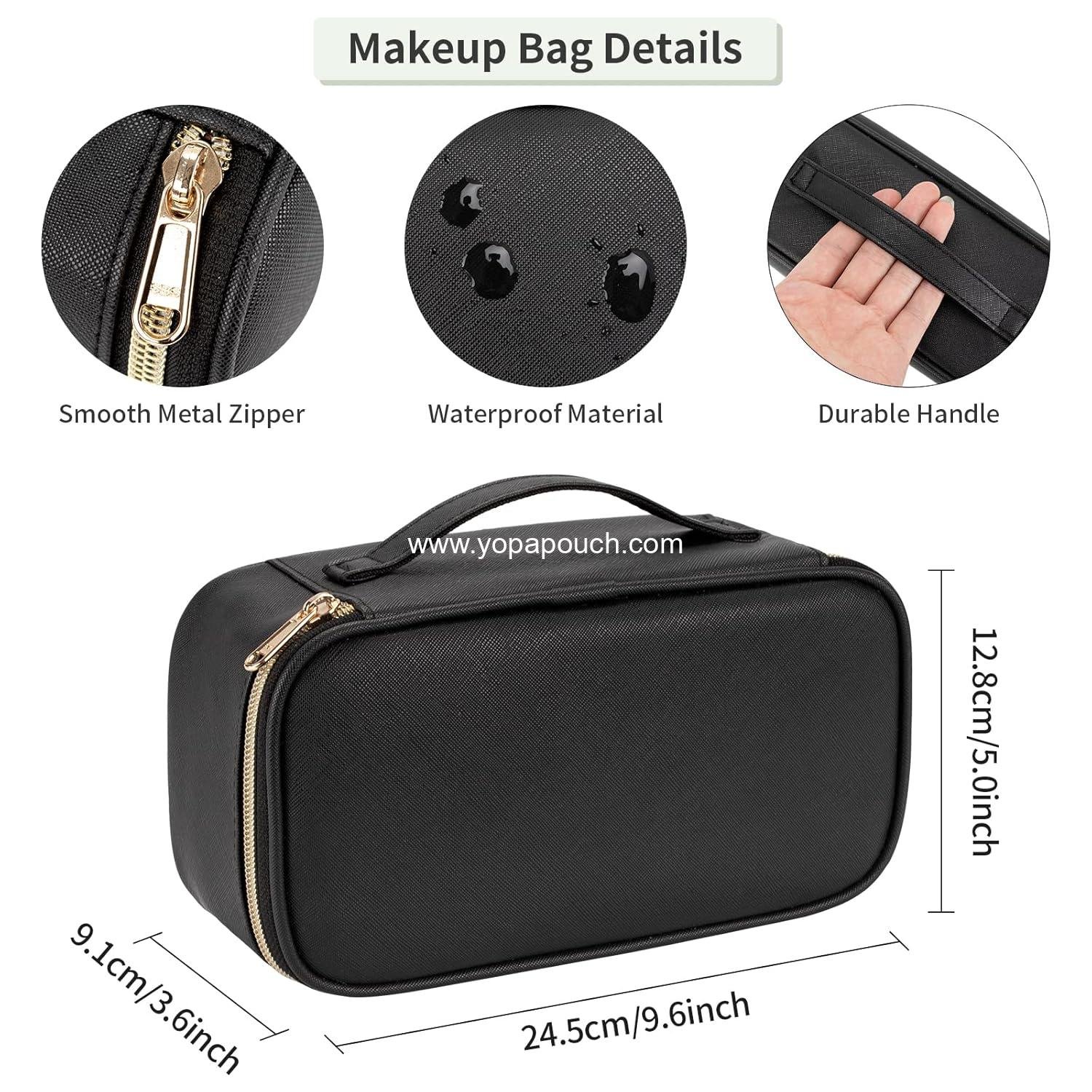 Wholesale Portable Cute Travel Makeup Bag for Women and Girls, Small Makeup Brush Organizer Pouch - Black Supplier