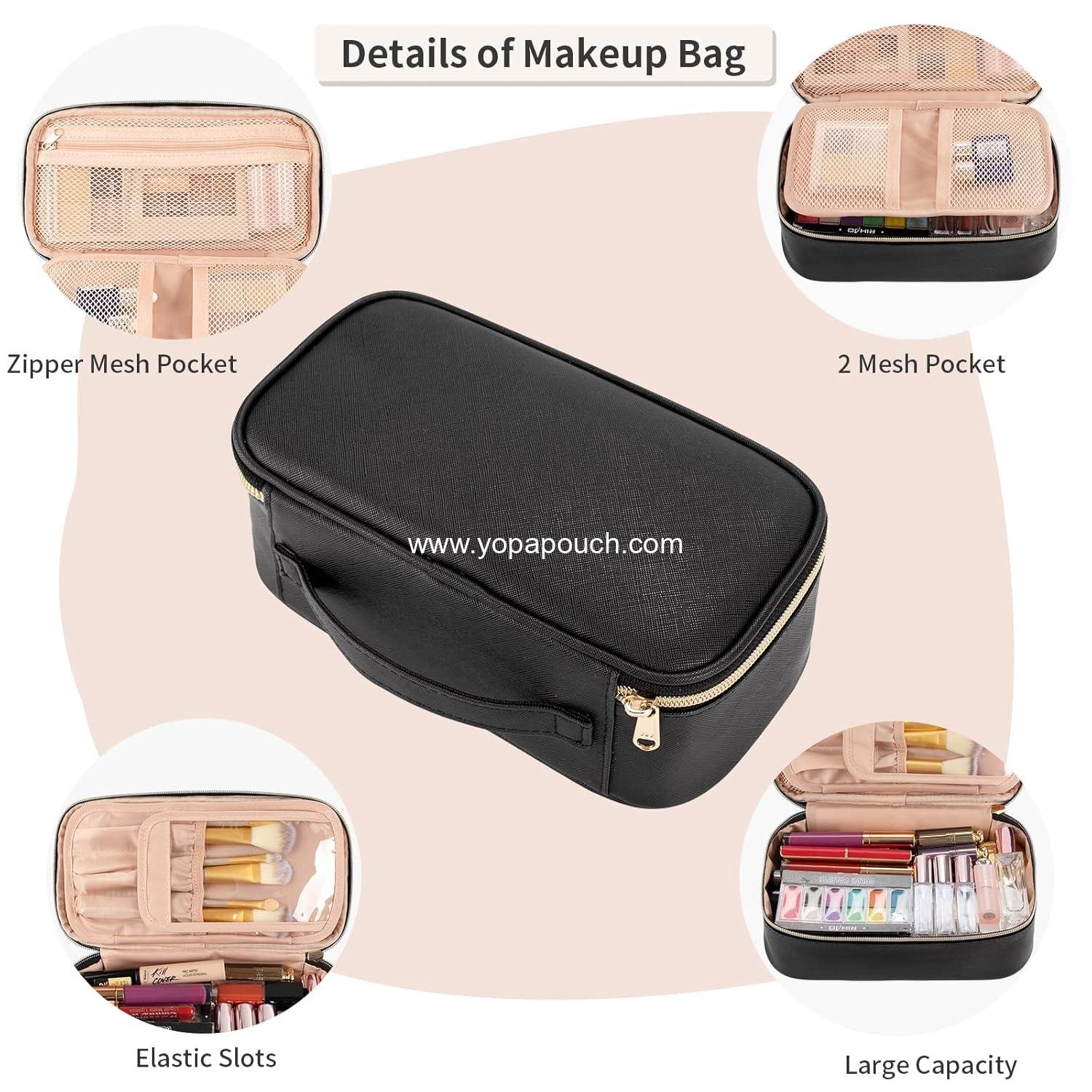 Wholesale Portable Cute Travel Makeup Bag for Women and Girls, Small Makeup Brush Organizer Pouch - Black Supplier