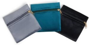 3Pcs Small Jewelry Bags Velvet Jewelry Pouches with Zipper Jewelry Organizer Cases Gift Bags for Bracelet Necklace Rings Earring,4"x4",Blue