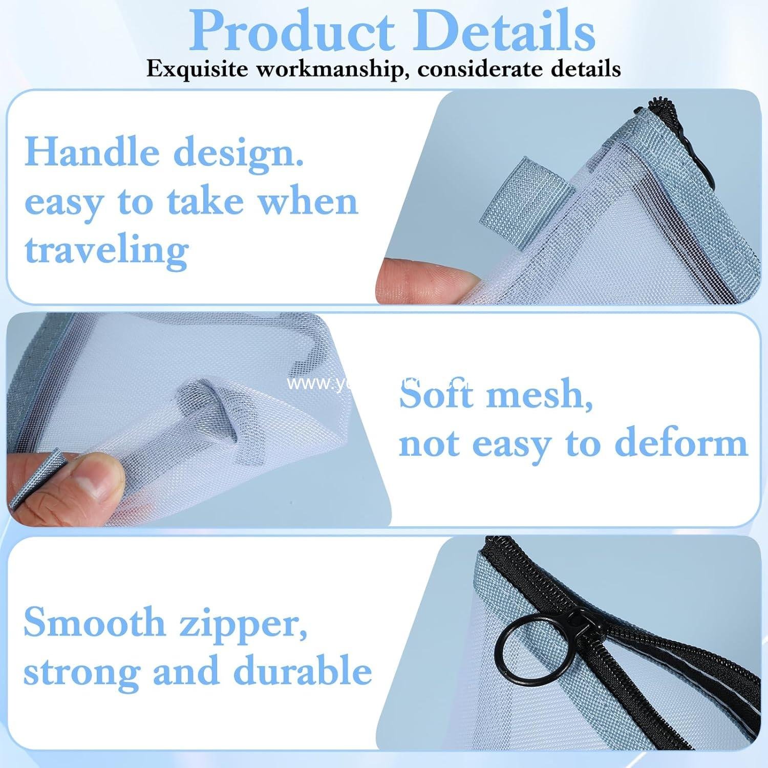 Wholesale 5-Pack Mini Zipper Mesh Bags, Small Clear Nylon Makeup Pouch, Portable Cosmetic Organizer for Lipstick, Keys, Coins, Credit Cards - Supplier