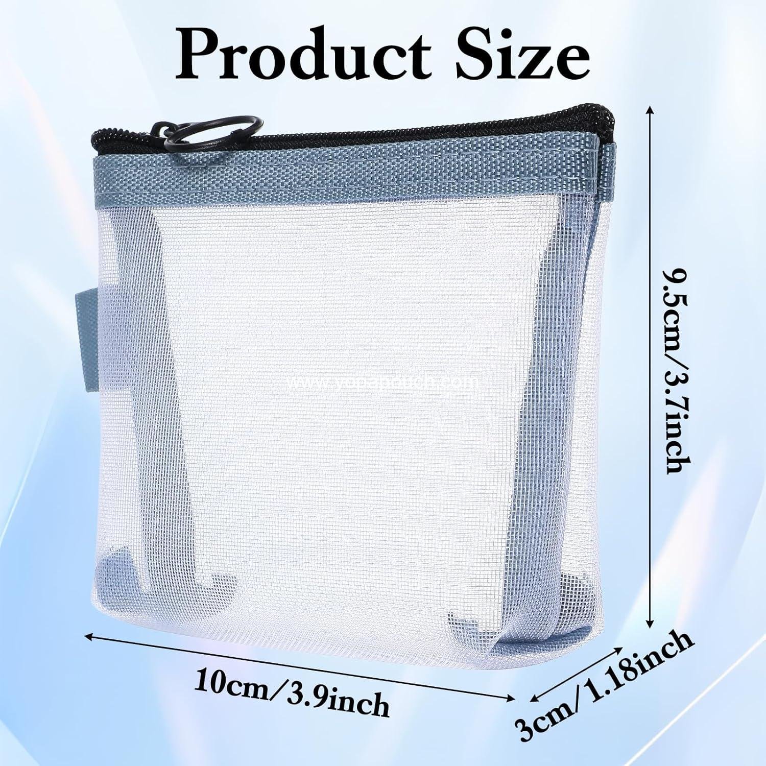Wholesale 5-Pack Mini Zipper Mesh Bags, Small Clear Nylon Makeup Pouch, Portable Cosmetic Organizer for Lipstick, Keys, Coins, Credit Cards - Supplier