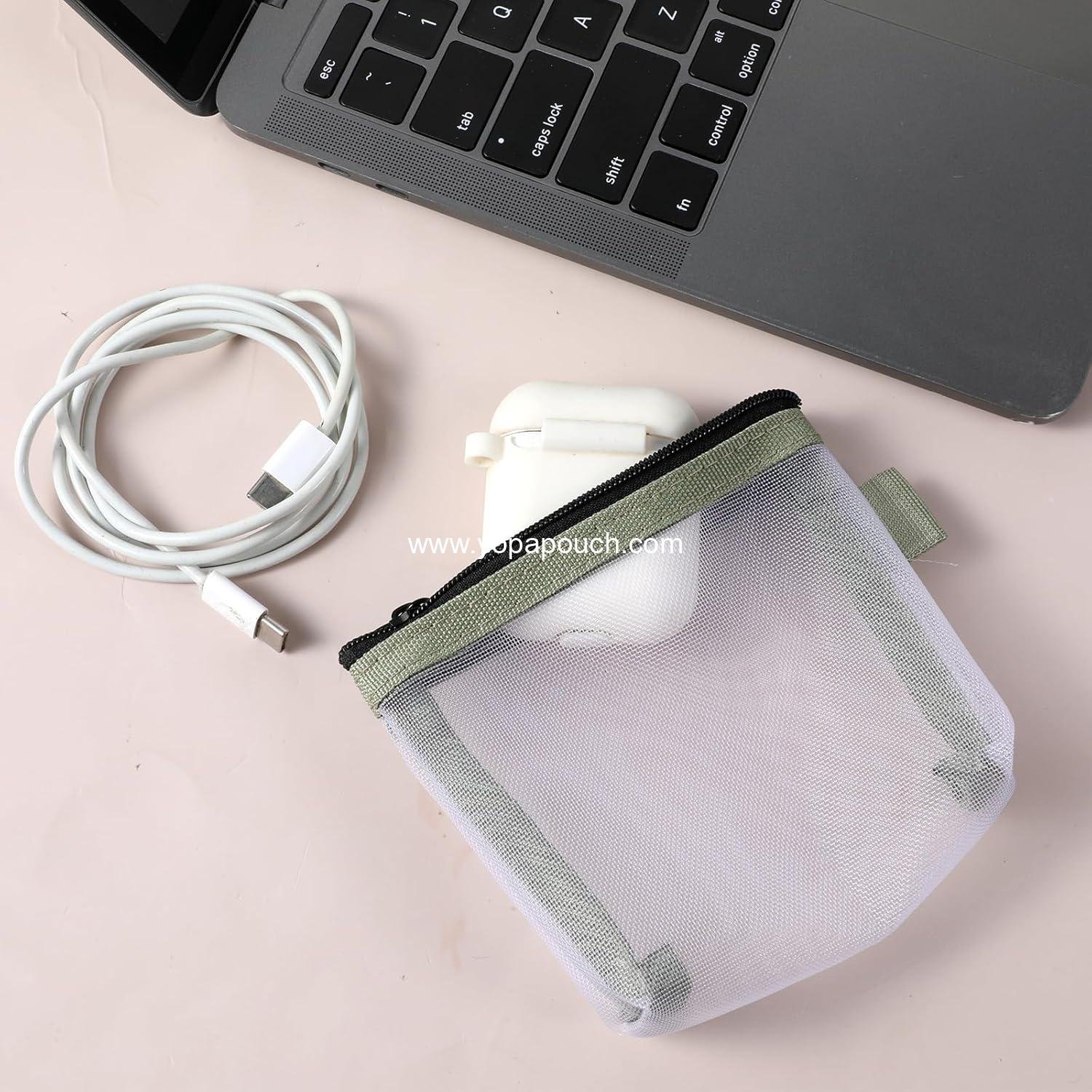 Wholesale 5-Pack Mini Zipper Mesh Bags, Small Clear Nylon Makeup Pouch, Portable Cosmetic Organizer for Lipstick, Keys, Coins, Credit Cards - Supplier