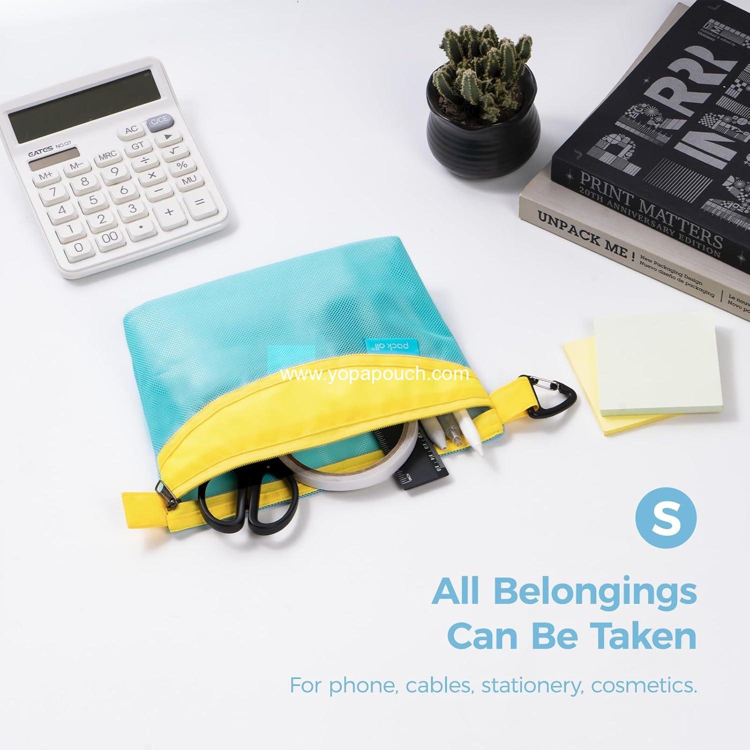 Wholesale Water-resistant Zipper Pouch, Mesh Storage Bag for Travel and Office, Small Blue, Manufacturer