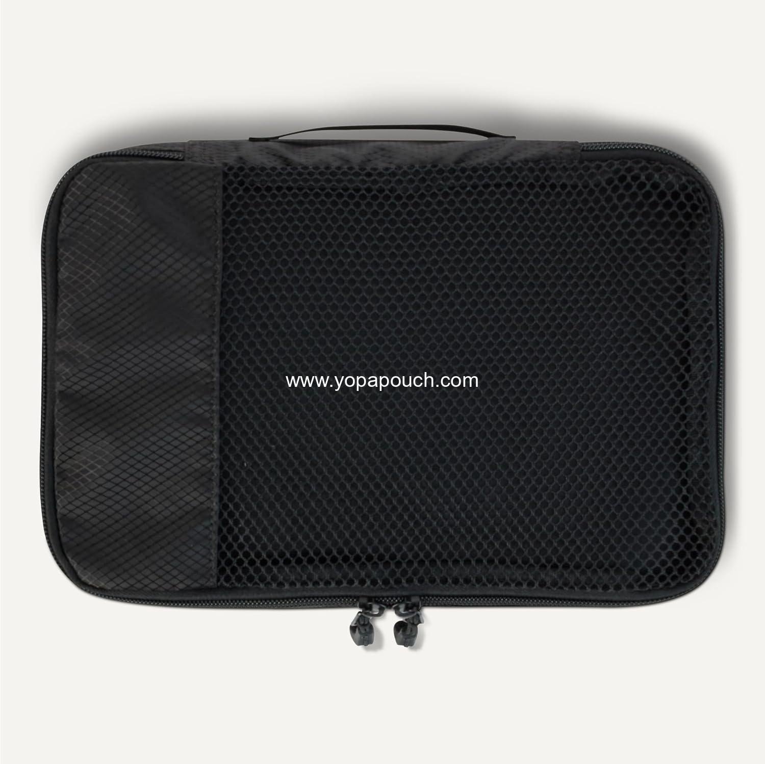 Wholesale 4-Piece Packing Cubes Travel Accessories Set, Luggage Organizer with Double Zipper and Mesh Top, 100% Polyester, Small, Black, Supplier