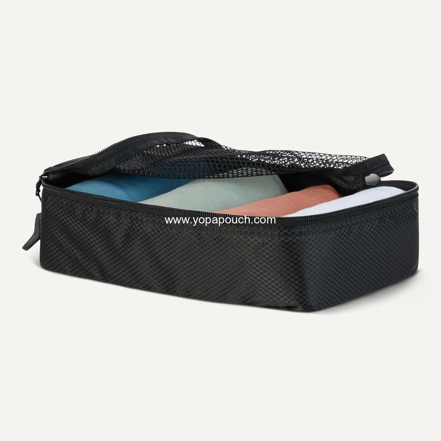 Wholesale 4-Piece Packing Cubes Travel Accessories Set, Luggage Organizer with Double Zipper and Mesh Top, 100% Polyester, Small, Black, Supplier