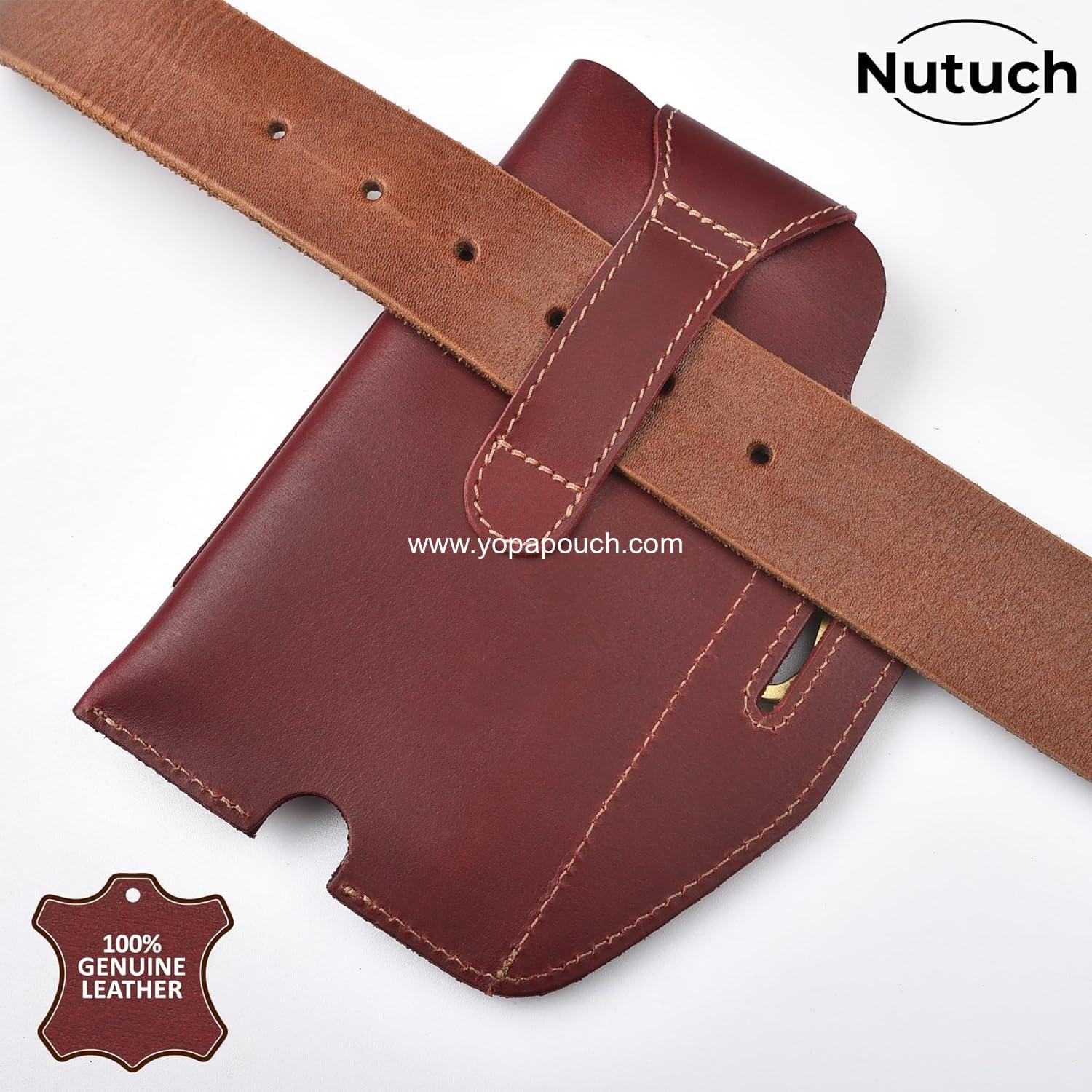 Wholesale Genuine Leather Phone Holster with Belt Loop | Cell Phone Pouch for iPhone and Smartphones | Leather Case for Mobile Devices (Maroon 501) - Supplier