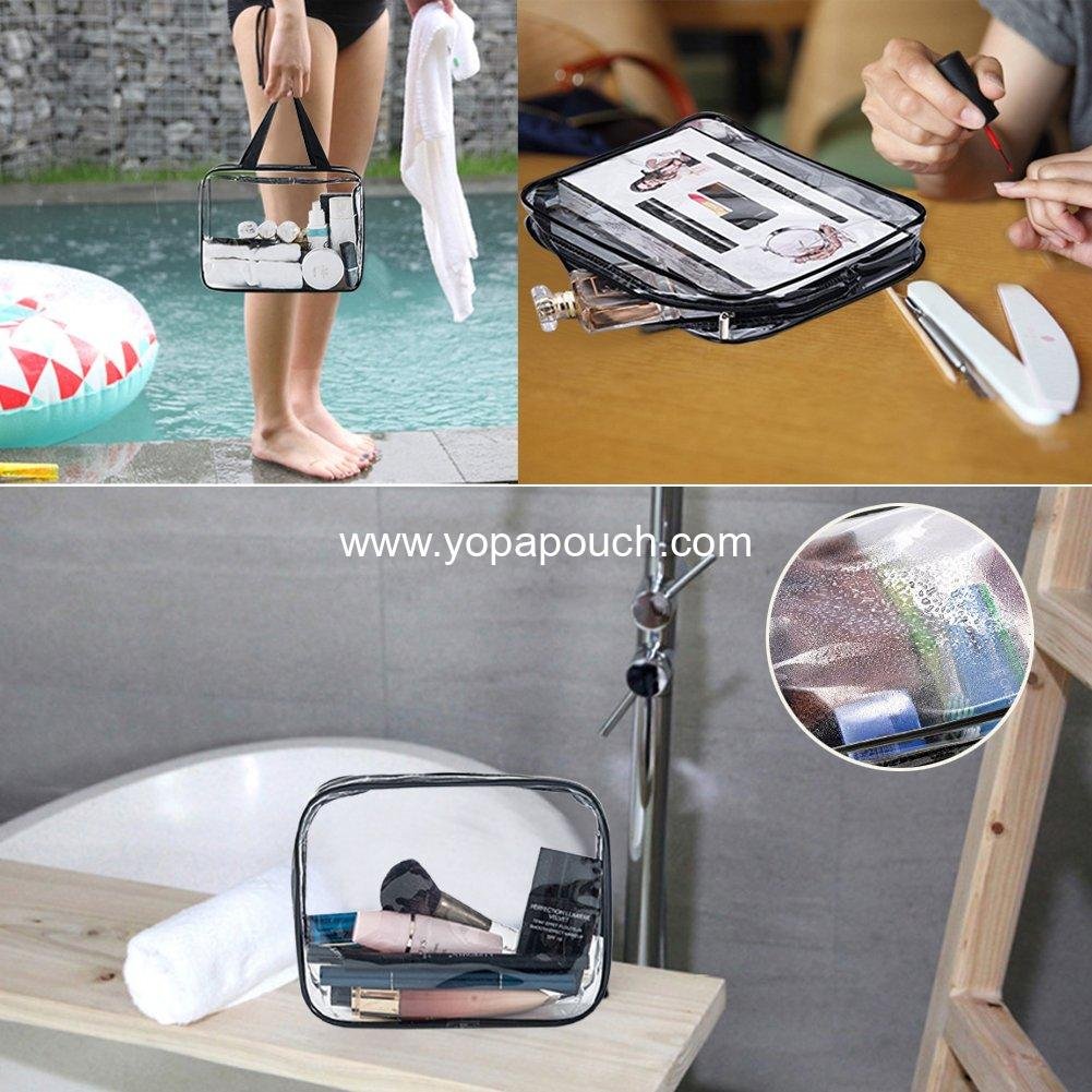 Wholesale Clear Makeup Bags Set, TSA Approved 6 Pcs Transparent PVC Cosmetic Bags with Zipper Handle for Portable Travel Organization (Black) Supplier