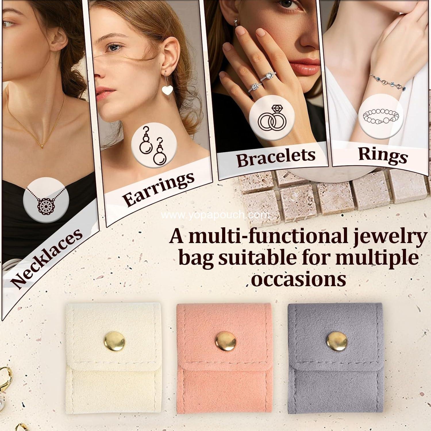 Wholesale 3PCS Mini Travel Jewelry Bag Set, Portable Foldable Organizer with Buckle, Small Case for Earrings, Rings, Necklaces, Jewelry Box - Supplier