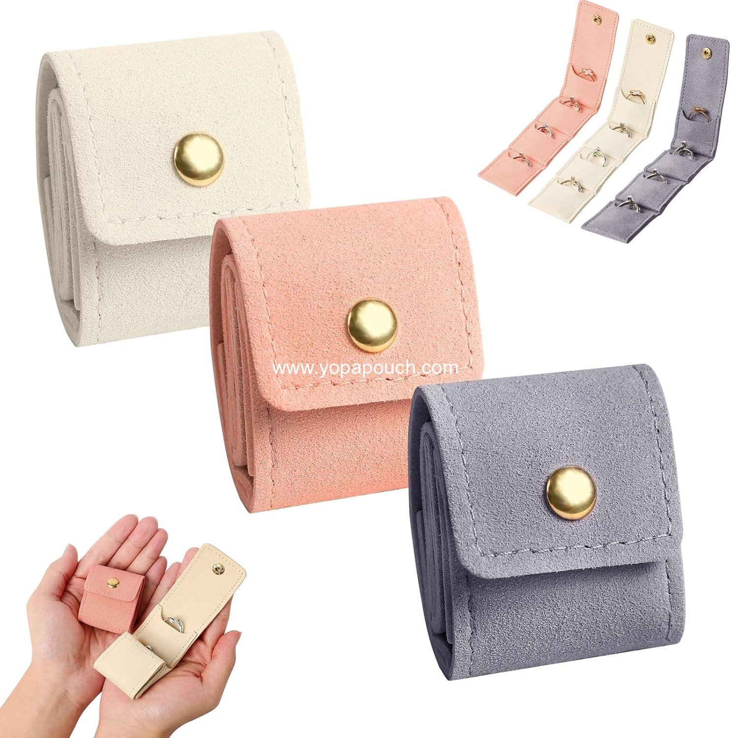 3PCS Mini Travel Jewelry Bag, Mini Travel Jewelry Roll Bag with Buckle, Small Jewelry Travel Case, Portable Foldable Travel Jewelry Organizer Case, Small Jewelry Box for Earrings, Rings, Necklaces