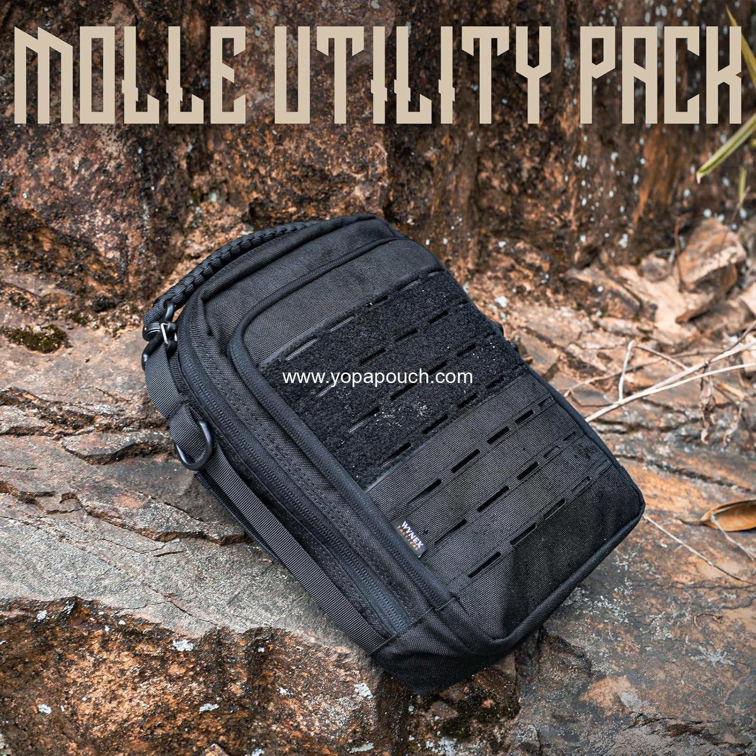 Wholesale Tactical Molle Admin Pouch Utility EDC Organizer Modular Tool Pouch Double Layer Design Medical EMT Attachment Bag Large Capacity with Elastic Webbing Insert Panel Supplier