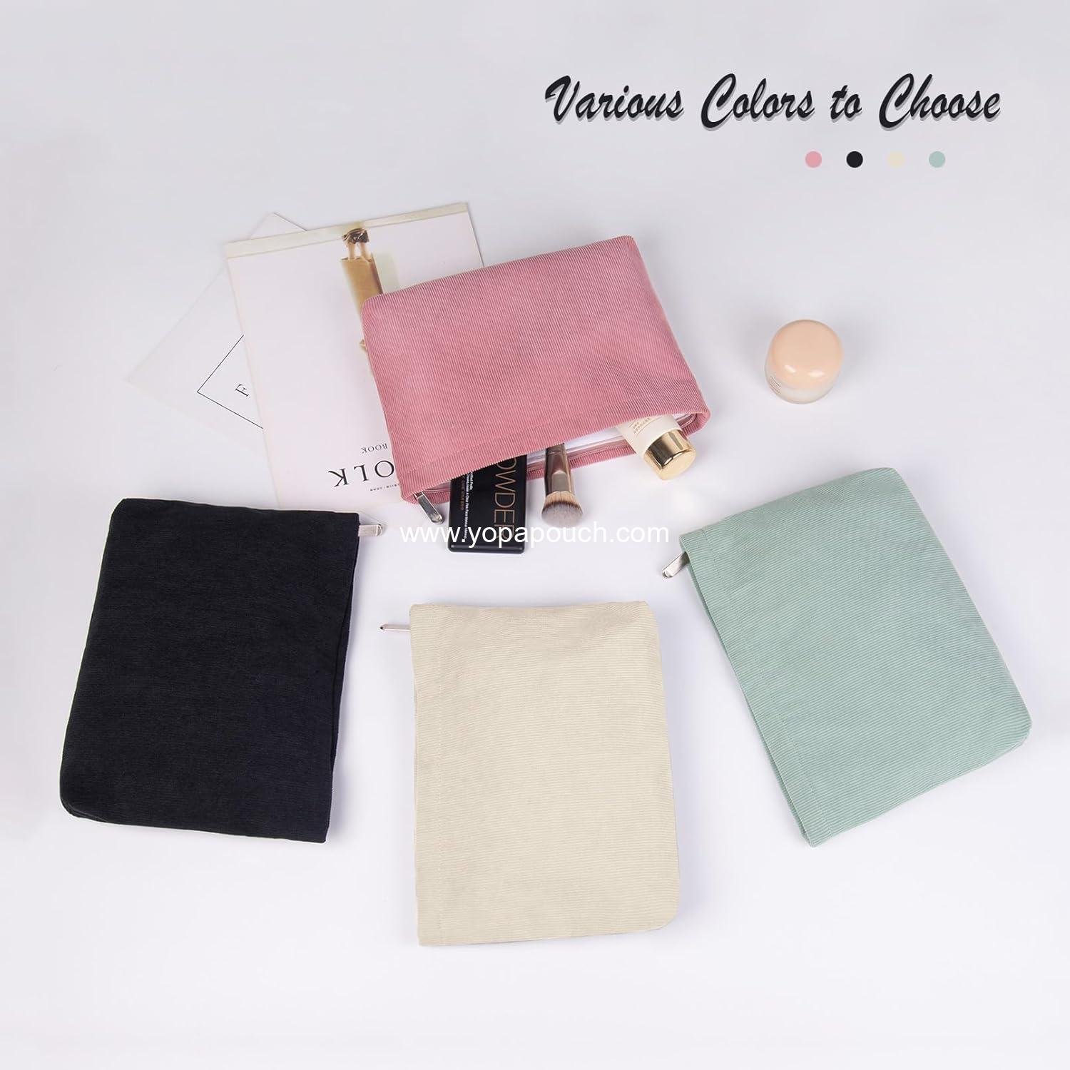 Wholesale 2PCS Cosmetic Bags for Women Makeup Pouch Small Corduroy Travel Makeup Bag with Zipper Toiletry Organizer Supplier
