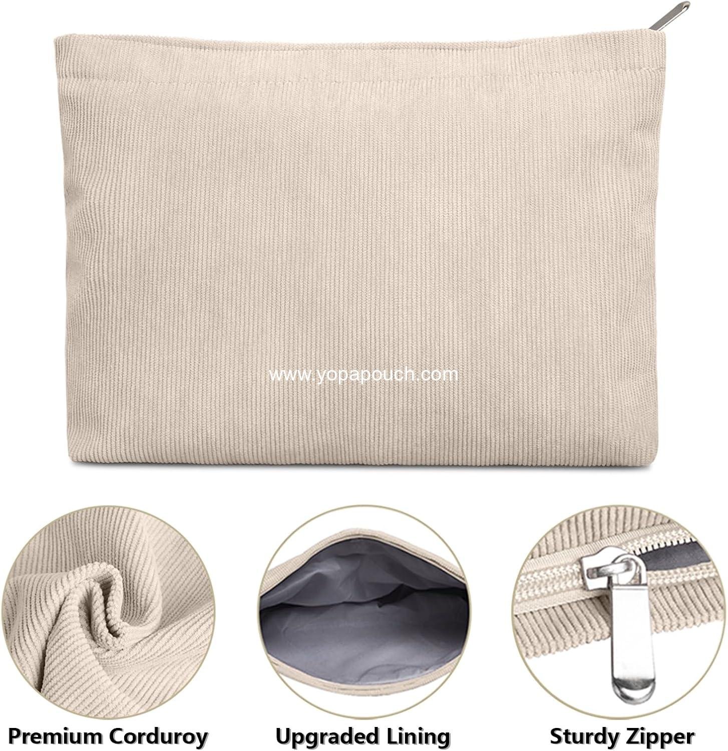 Wholesale 2PCS Cosmetic Bags for Women Makeup Pouch Small Corduroy Travel Makeup Bag with Zipper Toiletry Organizer Supplier