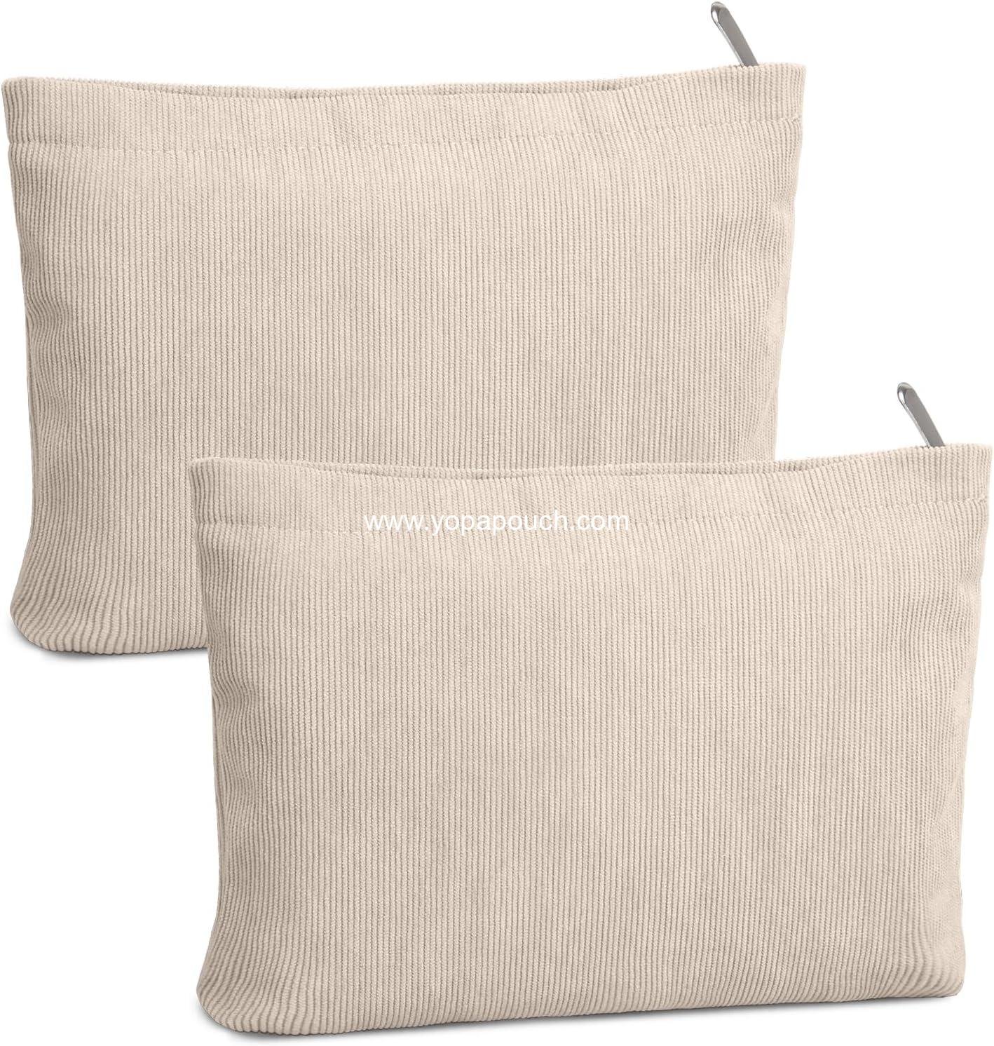 Wholesale 2PCS Cosmetic Bags for Women Makeup Pouch Small Corduroy Travel Makeup Bag with Zipper Toiletry Organizer Supplier