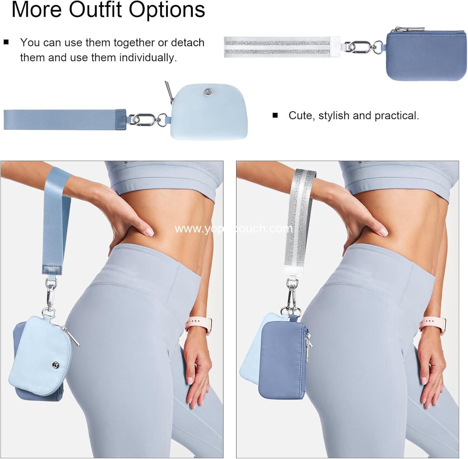 Wholesale Mini Zip Around Dual Pouch Wristlet with 2 Straps - Keychain Wallet for Women - Cute Coin Purse for Teen Girls - Factory