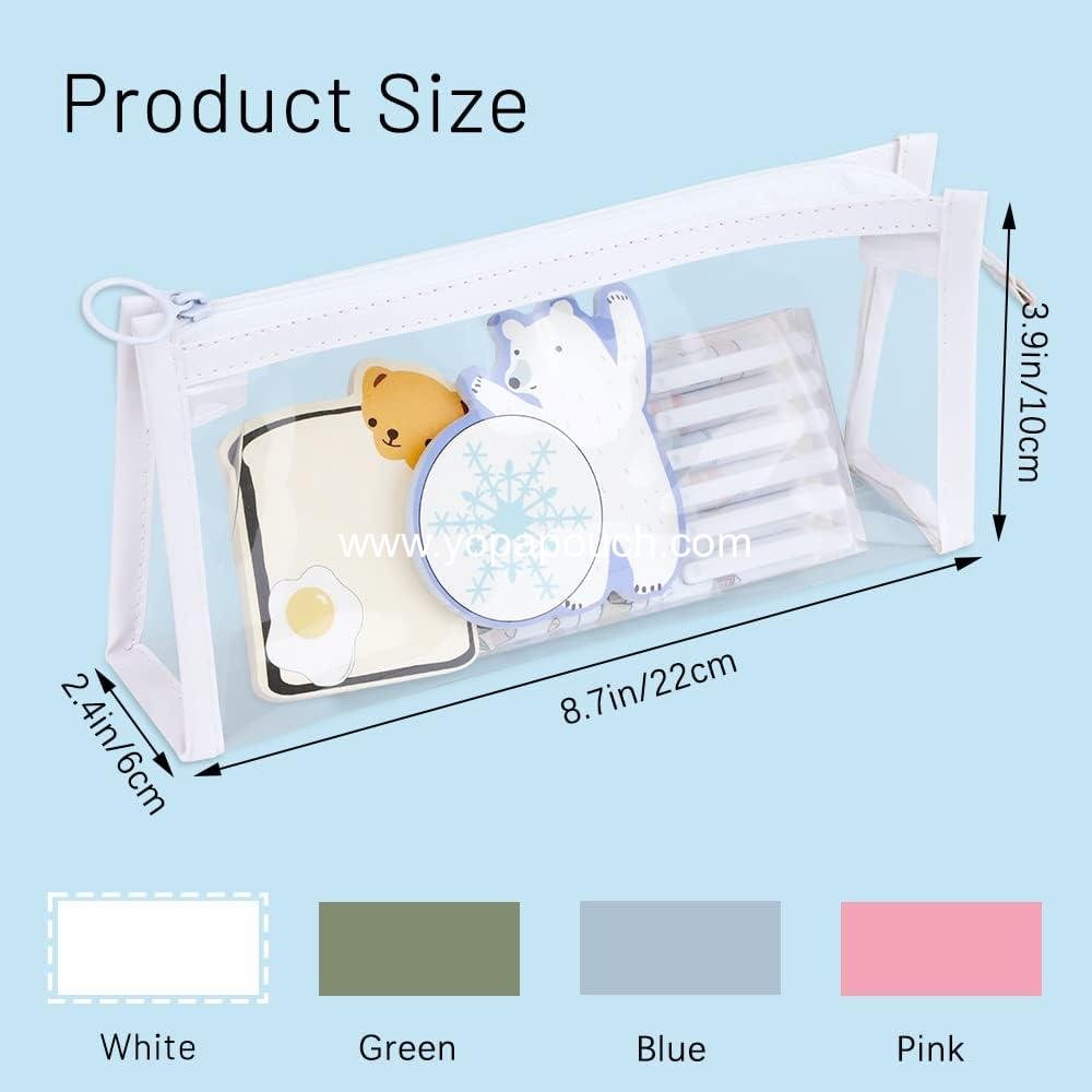 Wholesale 4 PCS Clear Pencil Cases Pen Pouch with Zipper, Exam Storage Bag, Travel Cosmetic Makeup Organizer, Stationery Toiletries Bag for Students Adults Teens Supplier