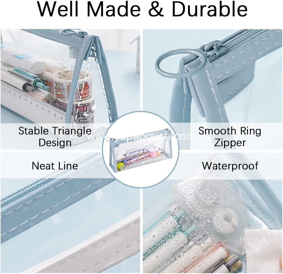 Wholesale 4 PCS Clear Pencil Cases Pen Pouch with Zipper, Exam Storage Bag, Travel Cosmetic Makeup Organizer, Stationery Toiletries Bag for Students Adults Teens Supplier