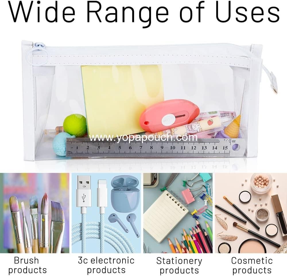 Wholesale 4 PCS Clear Pencil Cases Pen Pouch with Zipper, Exam Storage Bag, Travel Cosmetic Makeup Organizer, Stationery Toiletries Bag for Students Adults Teens Supplier