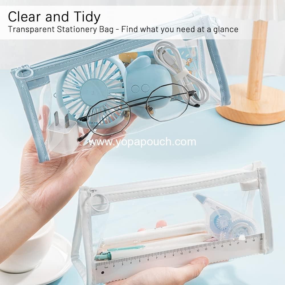 Wholesale 4 PCS Clear Pencil Cases Pen Pouch with Zipper, Exam Storage Bag, Travel Cosmetic Makeup Organizer, Stationery Toiletries Bag for Students Adults Teens Supplier