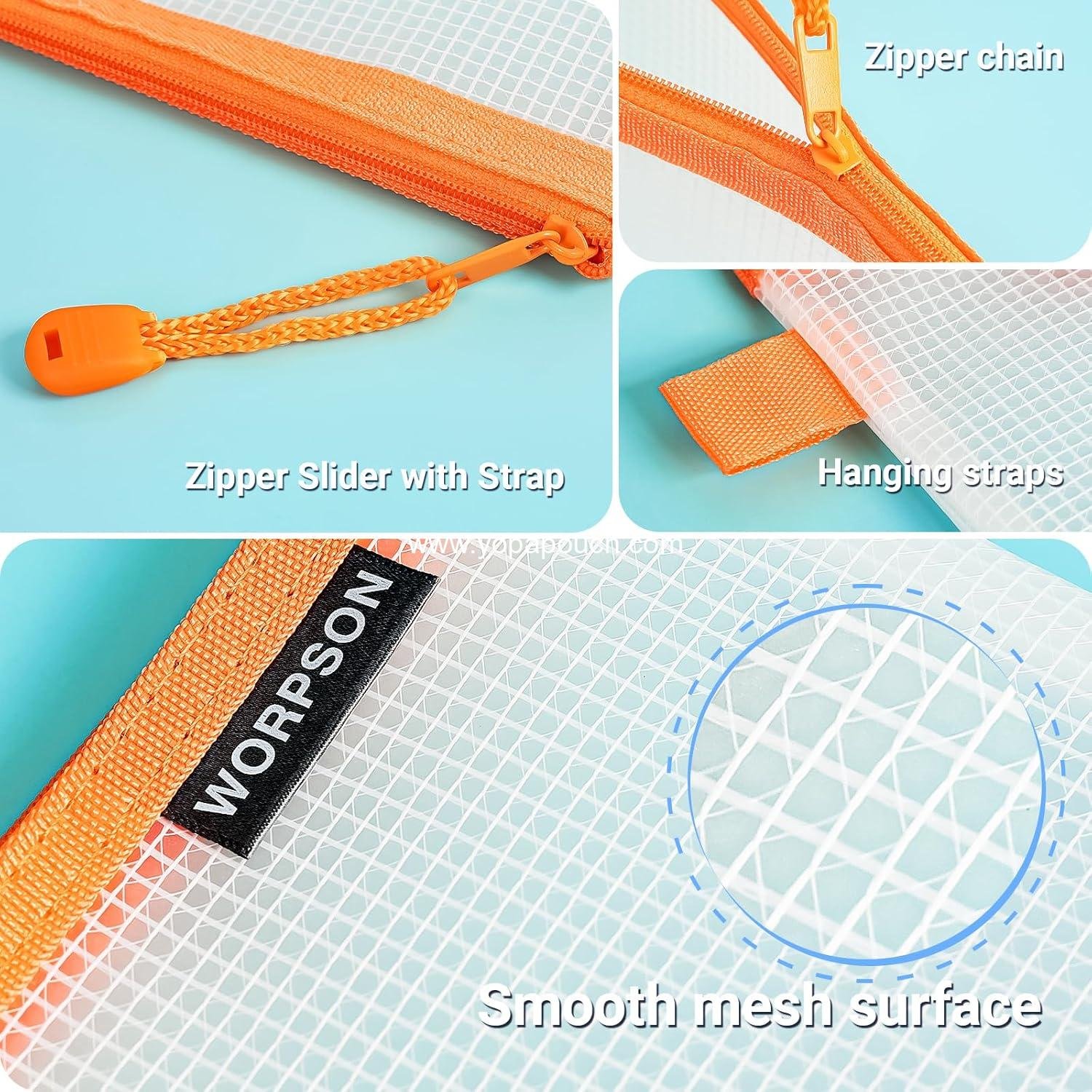 Wholesale EVA Frosted Mesh Zipper Pouch Bags, 18 Pcs in 6 Sizes and 6 Colors, Waterproof Pouches for Travel, School Supplies, Office, and Home Organization - Supplier